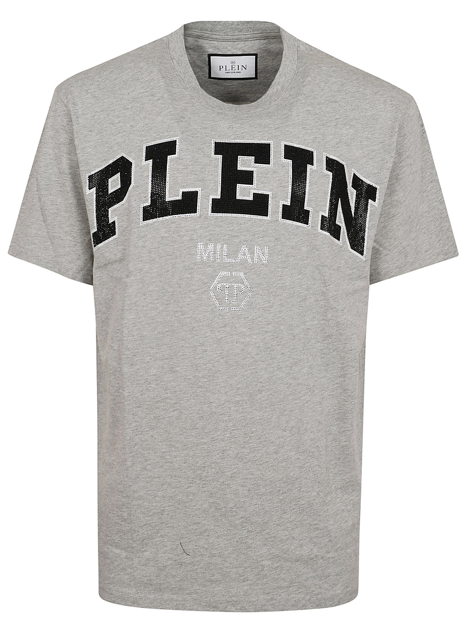 Shop Philipp Plein T-shirt Round Neck Ss College In Grey