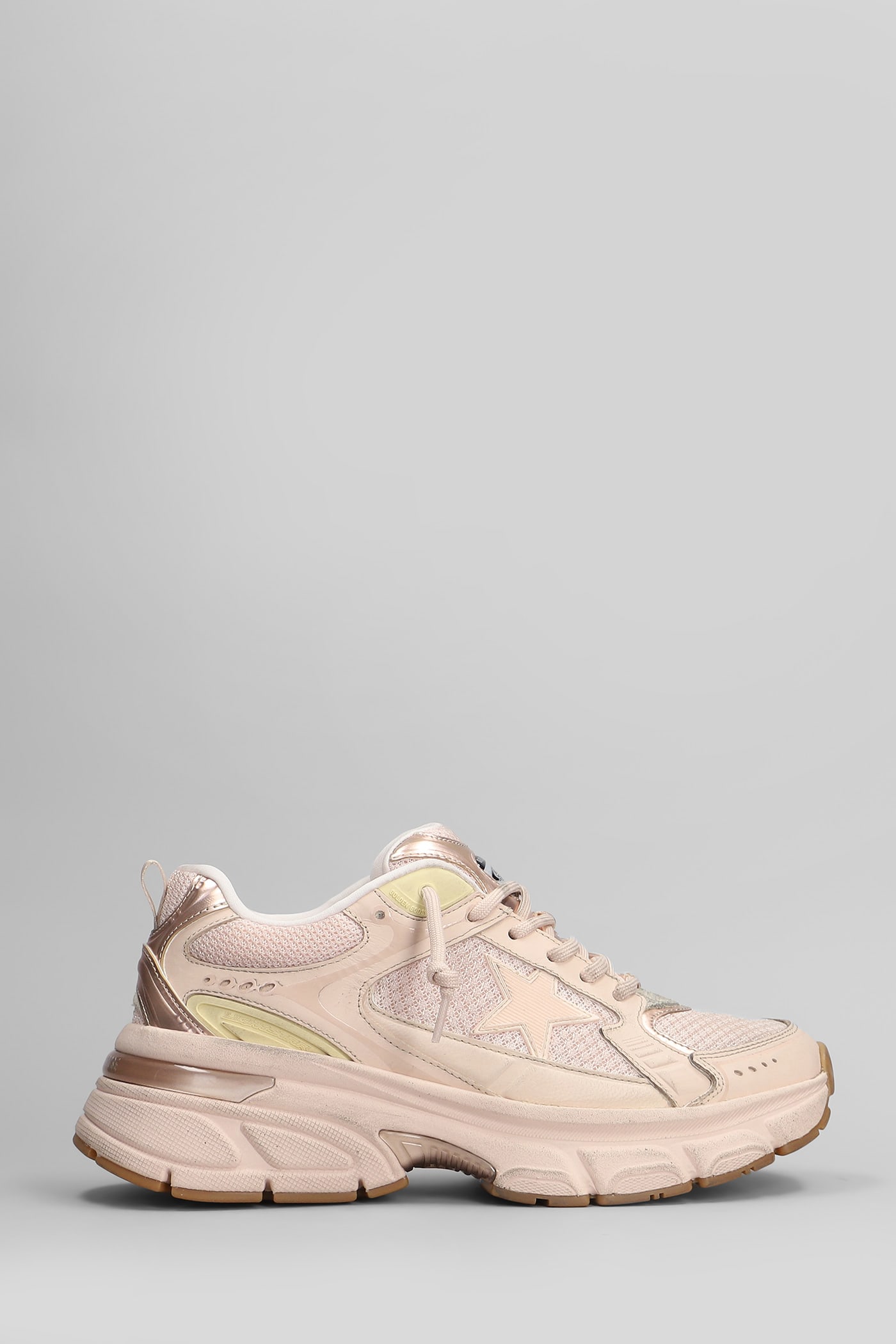 Golden Goose Lightstar Net Leather And Suede Upper Tpu Star Net Heel And Spur In Rose-pink