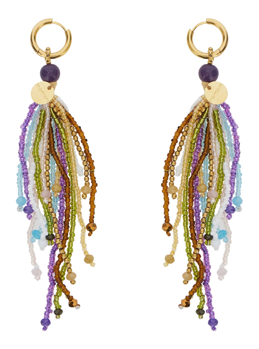 Momonì wai Multicolor Hoop Earrings With All-over Beads Applied In Glass And Brass Blend Woman