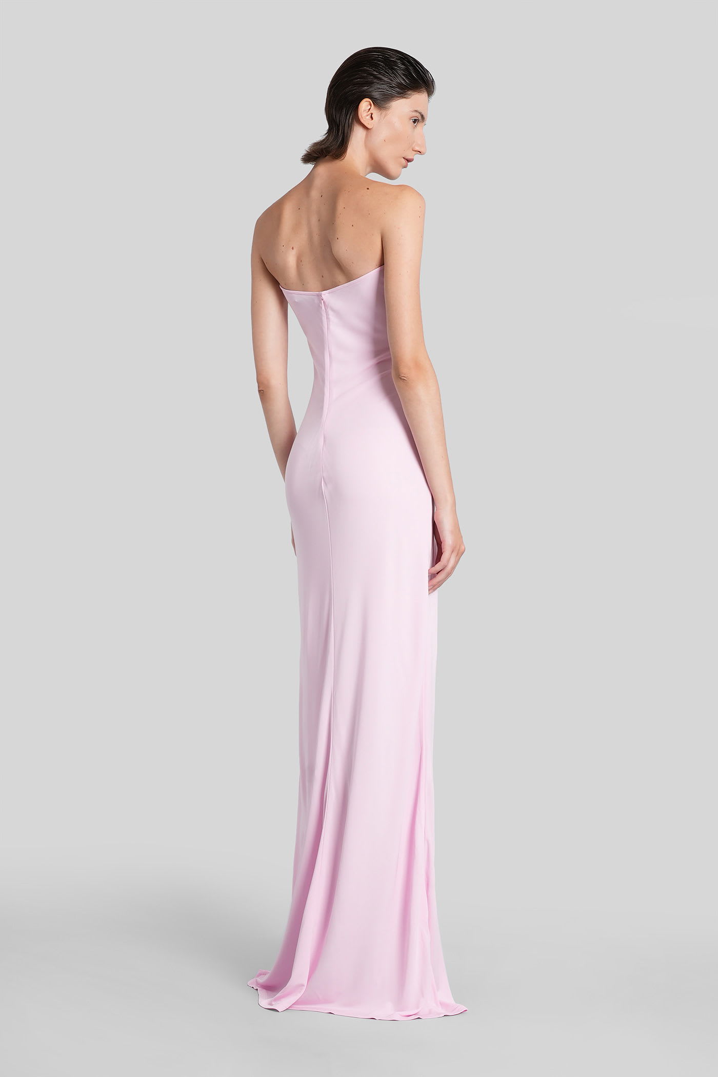 Christopher Esber Arced Palm Gathered Maxi Dress In Pink
