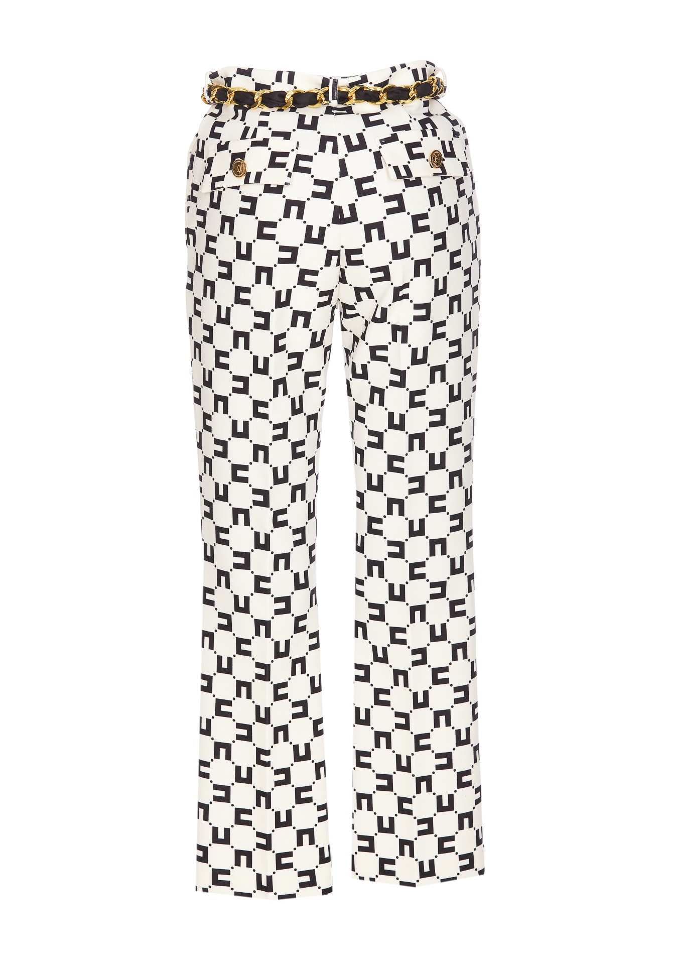 Shop Elisabetta Franchi Pants With Chain In Yellow Cream