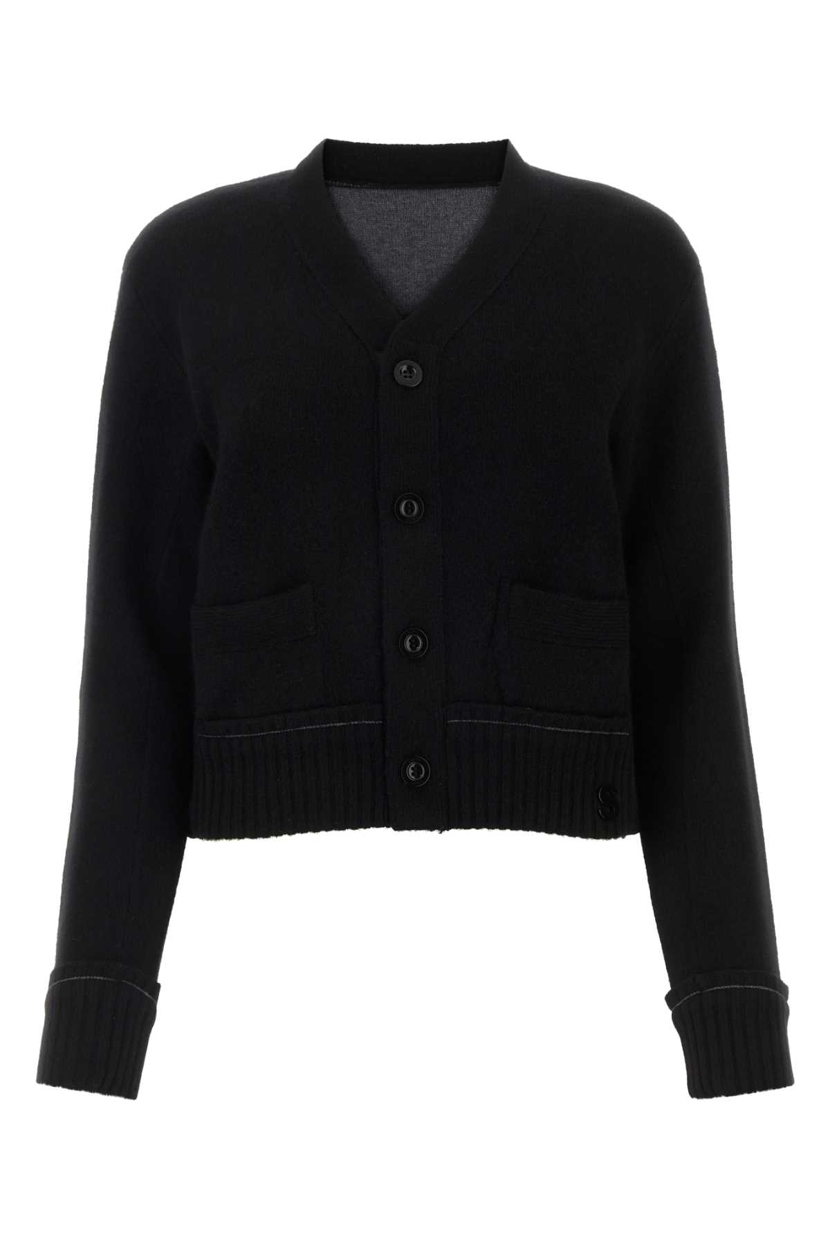 Black Cashmere Blend Cashmere Knit Cardigan