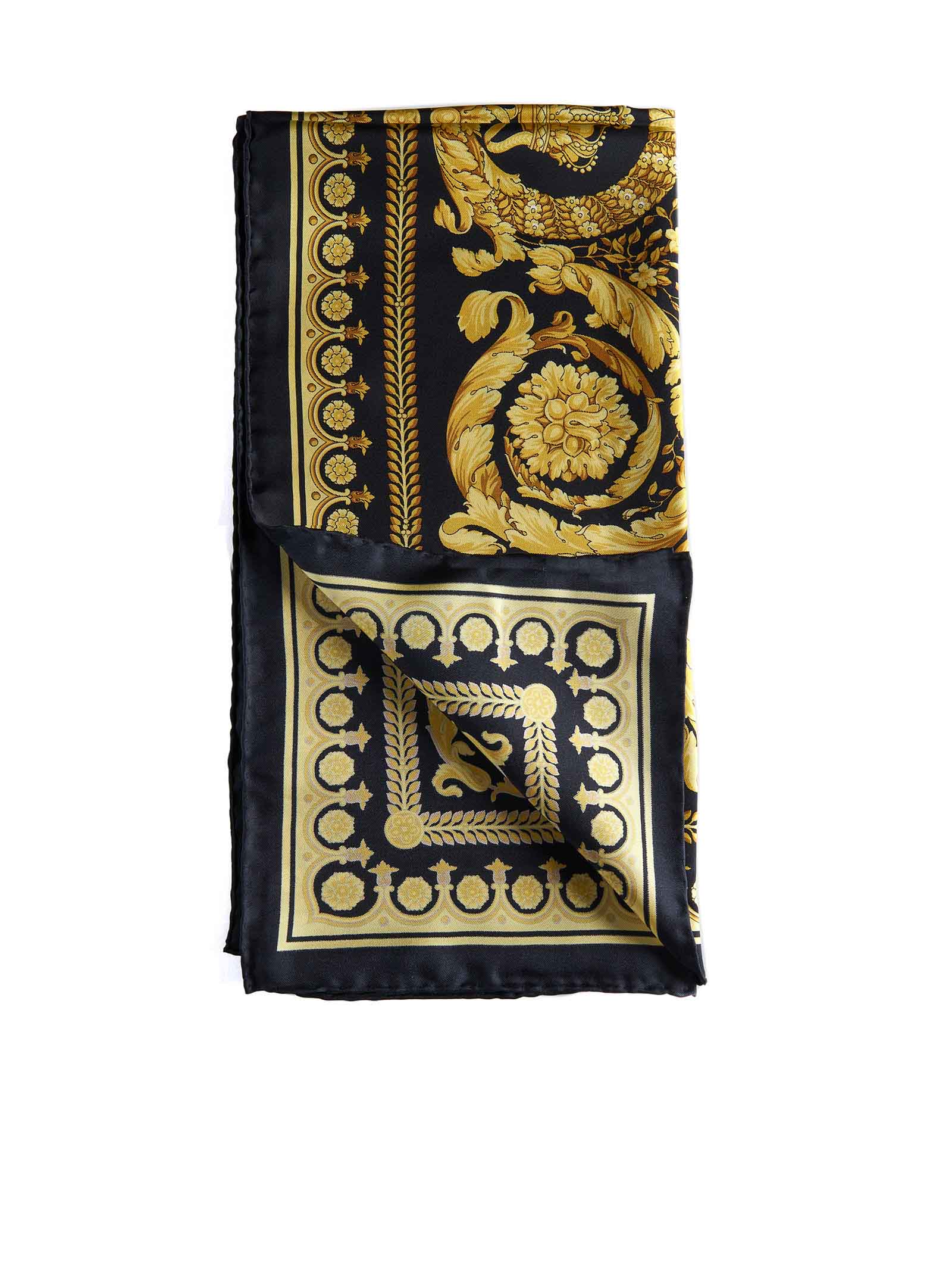 Shop Versace Scarf In Black Gold
