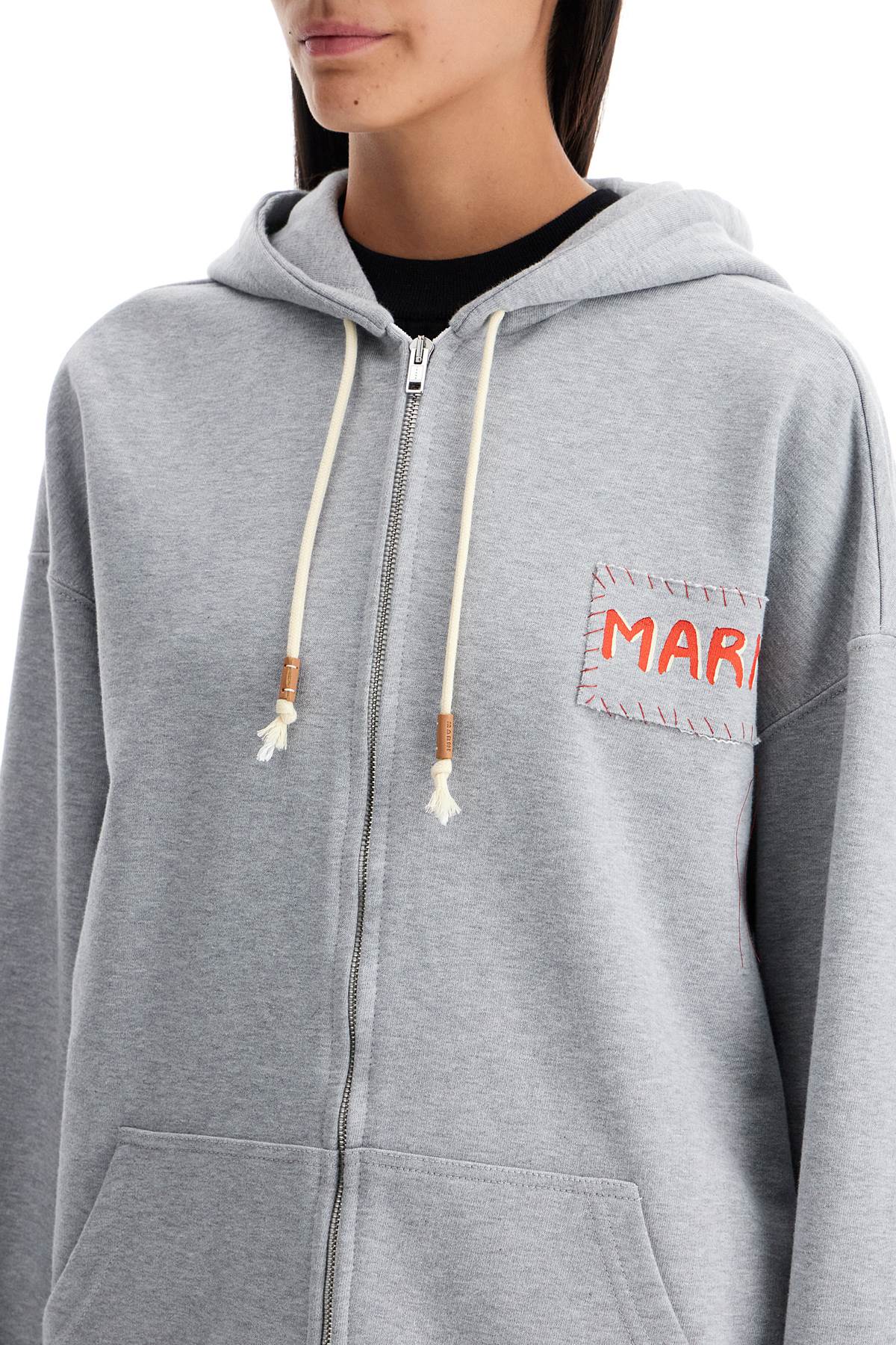 Shop Marni Oversized Organic Cotton Sweat In Sodium (grey)