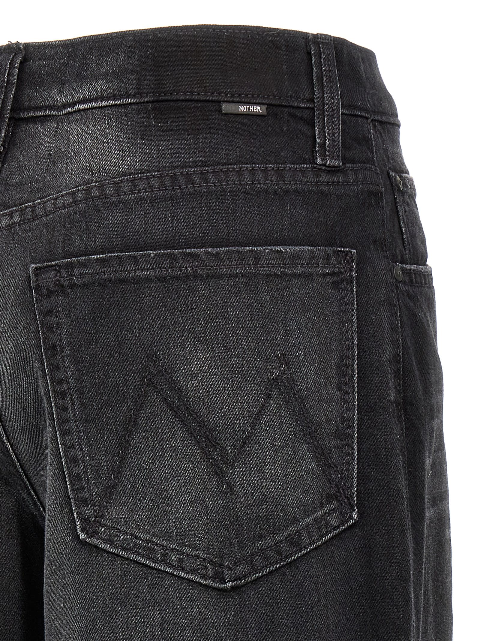 Mother Patch Pocket Rambler Zip Sneak Vroom Wide Straight Leg Jean In Black