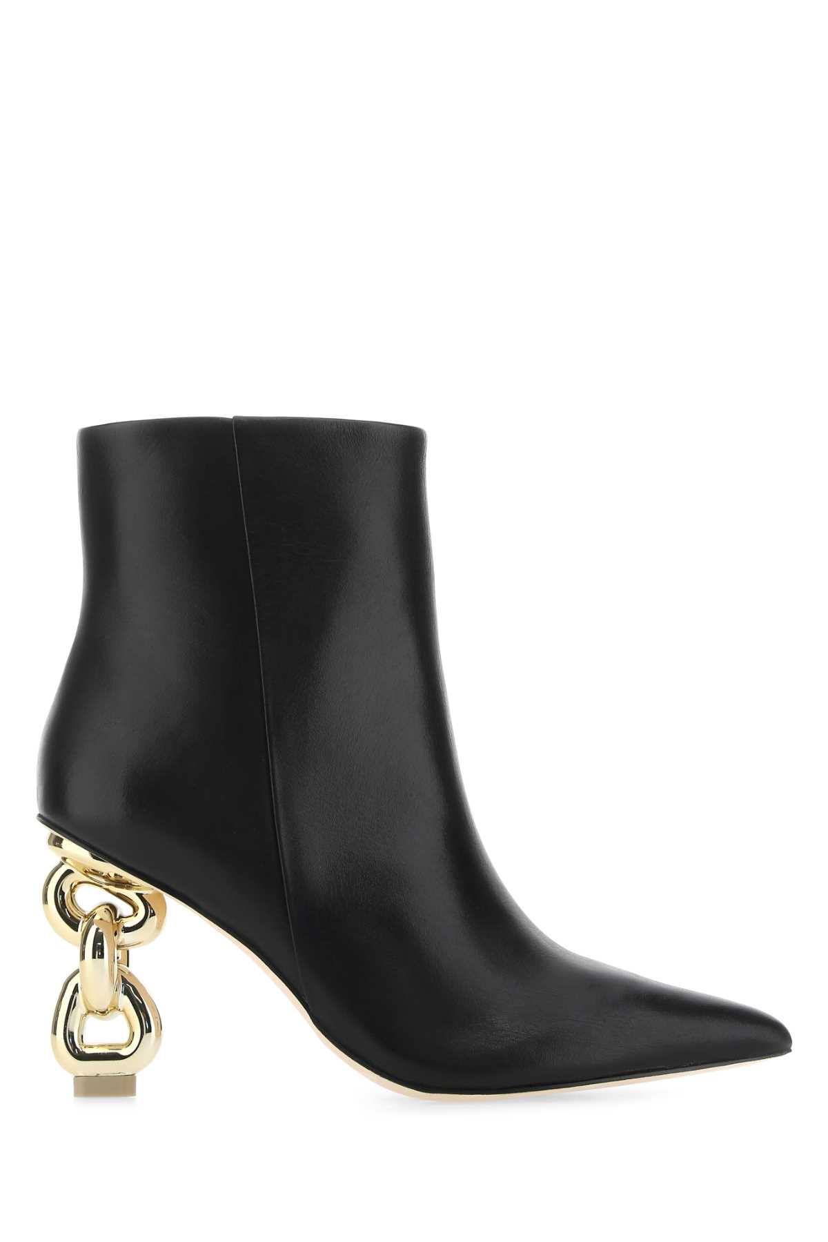 Black Leather Zelma Ankle Boots