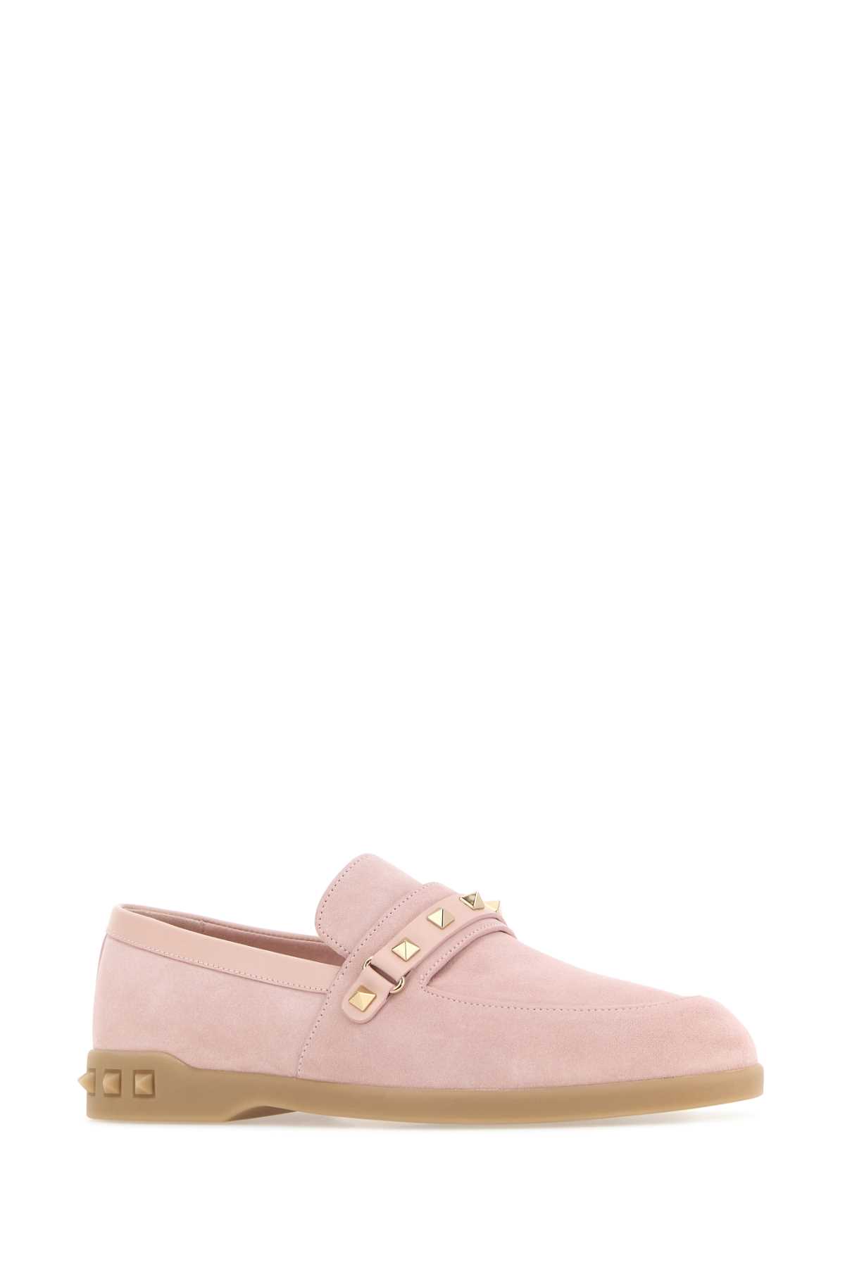 Shop Valentino Pastel Pink Suede Leisure Flows Loafers In Rosequartz