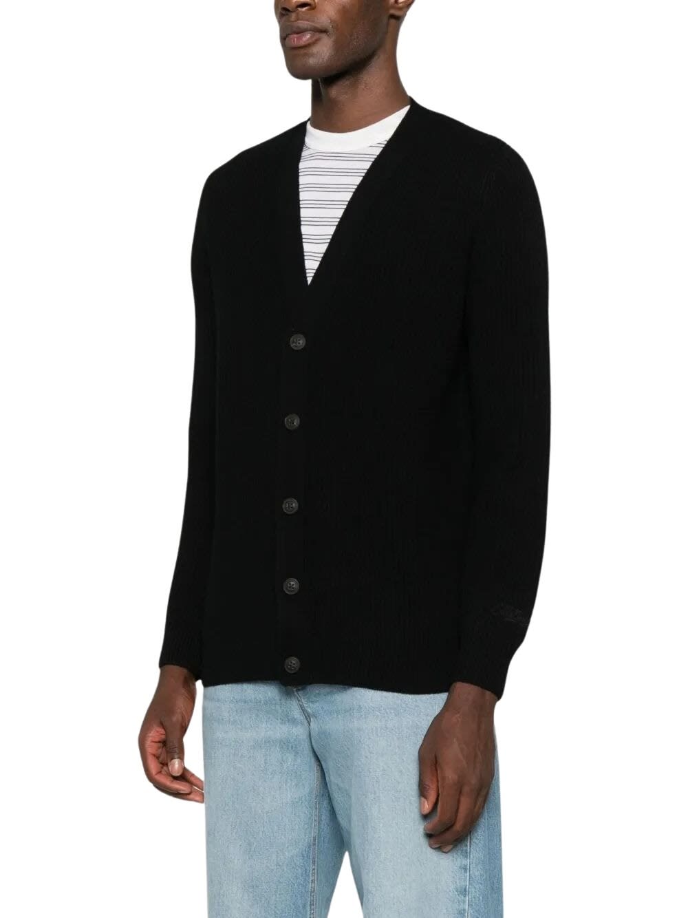 Mc2 Saint Barth Herrison Rib Wool In Black
