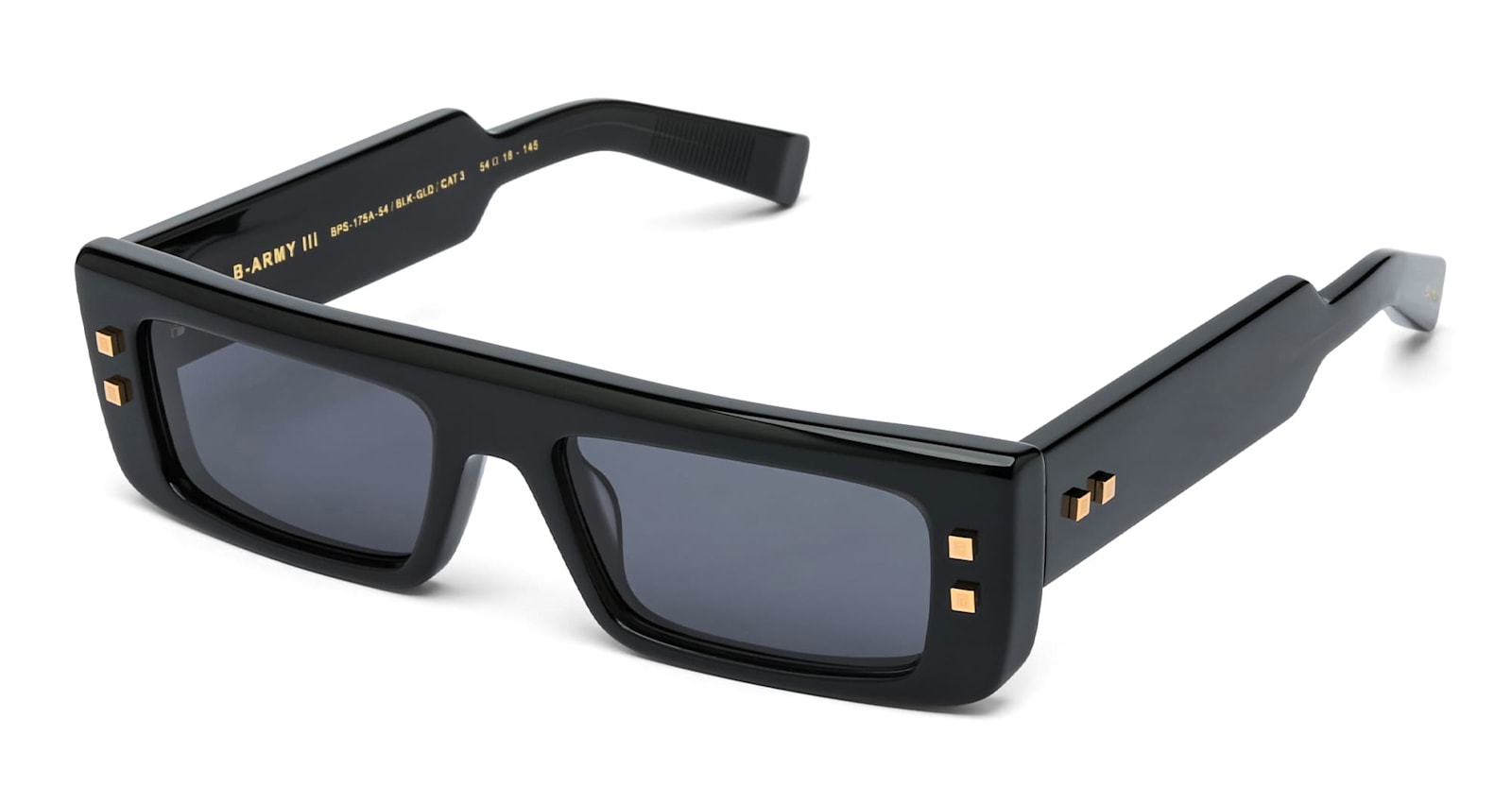 Shop Balmain B-army Iii - Black / 18k Gold Sunglasses In Black/gold