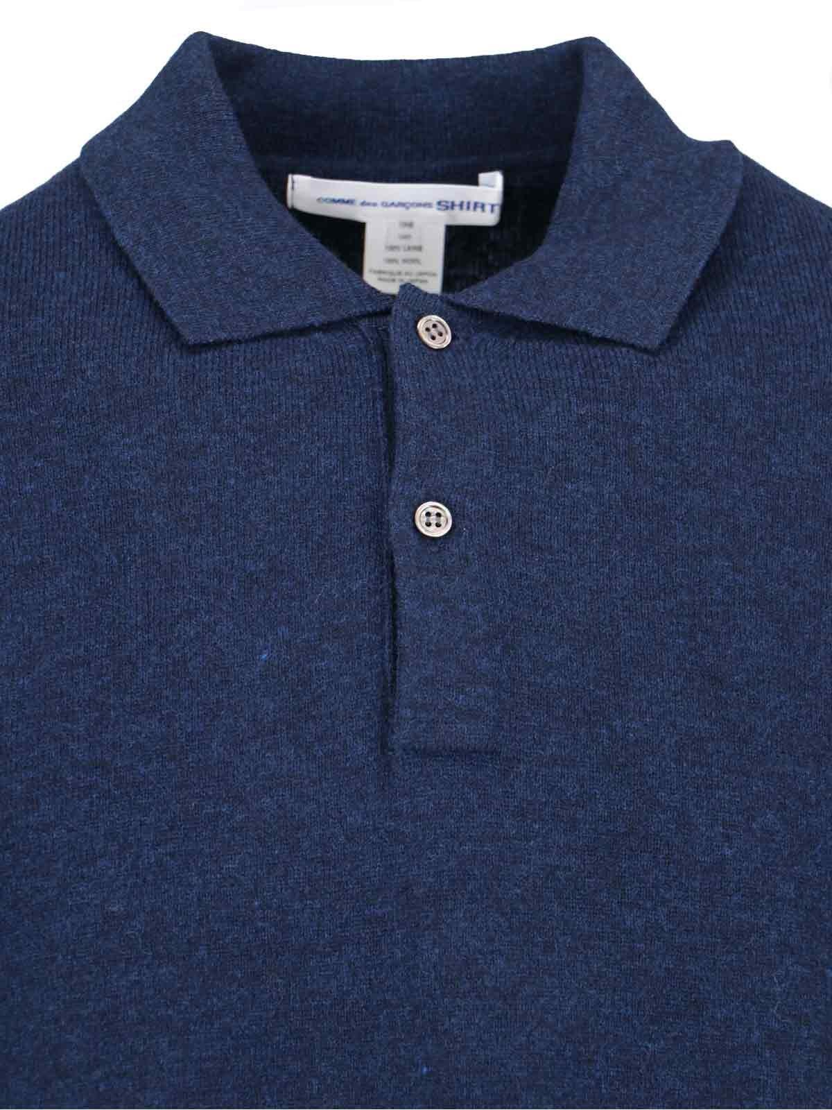 Shop Comme Des Garçons Shirt Knitted Polo Shirt In Navy