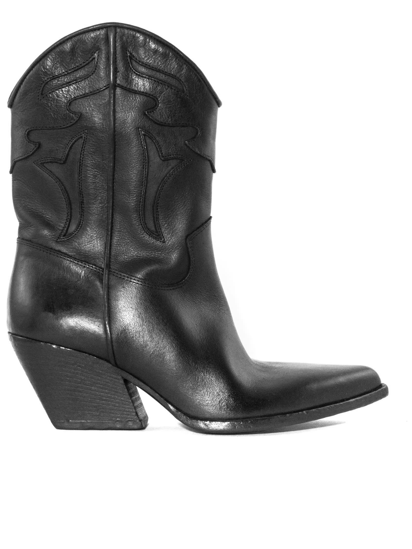 Elena Iachi Black Leather Texan Boot