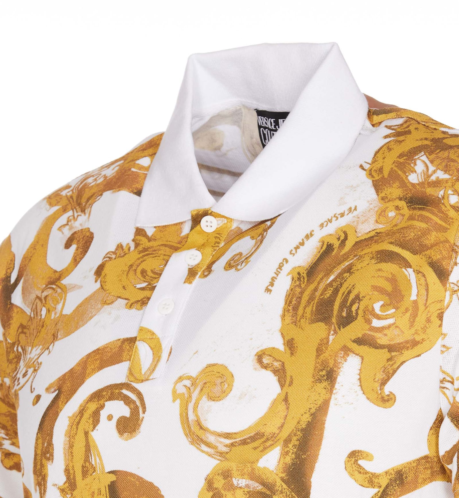 Shop Versace Jeans Couture Watercolour Couture Polo In White