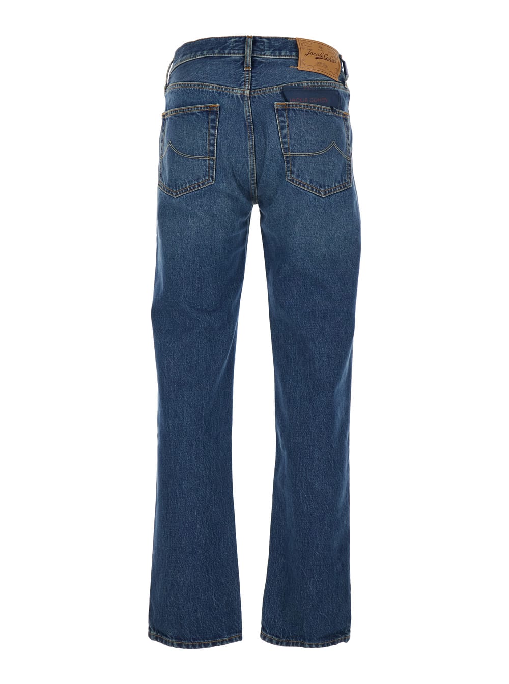 Jacob Cohen Edo Blue Five-pocket Jeans With Logo Patch On The Back In Denim Man In Blue