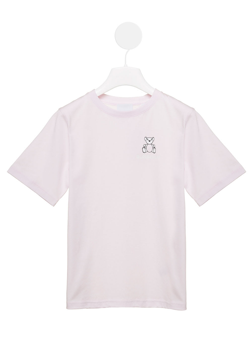 Light Pink T-shirt With Baby Bear Print And Logo In Cotton Girl Burberry Kids
