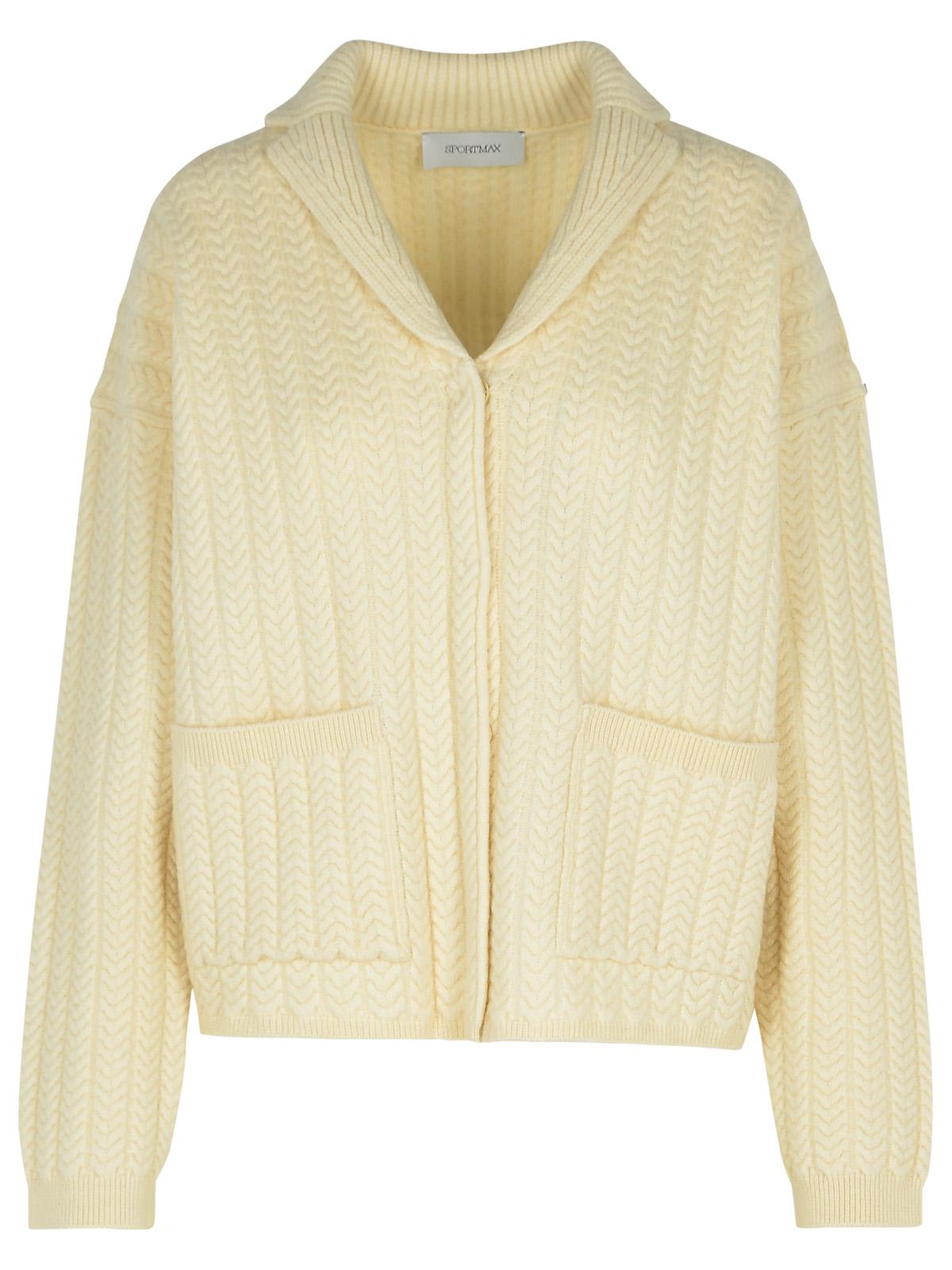 Shop Sportmax Tubinga Ivory Wool Blend Cardigan