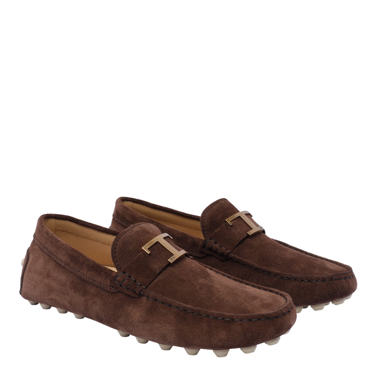 Shop Tod's Suede Gommino Bubble T Timeless Loafers In Brown