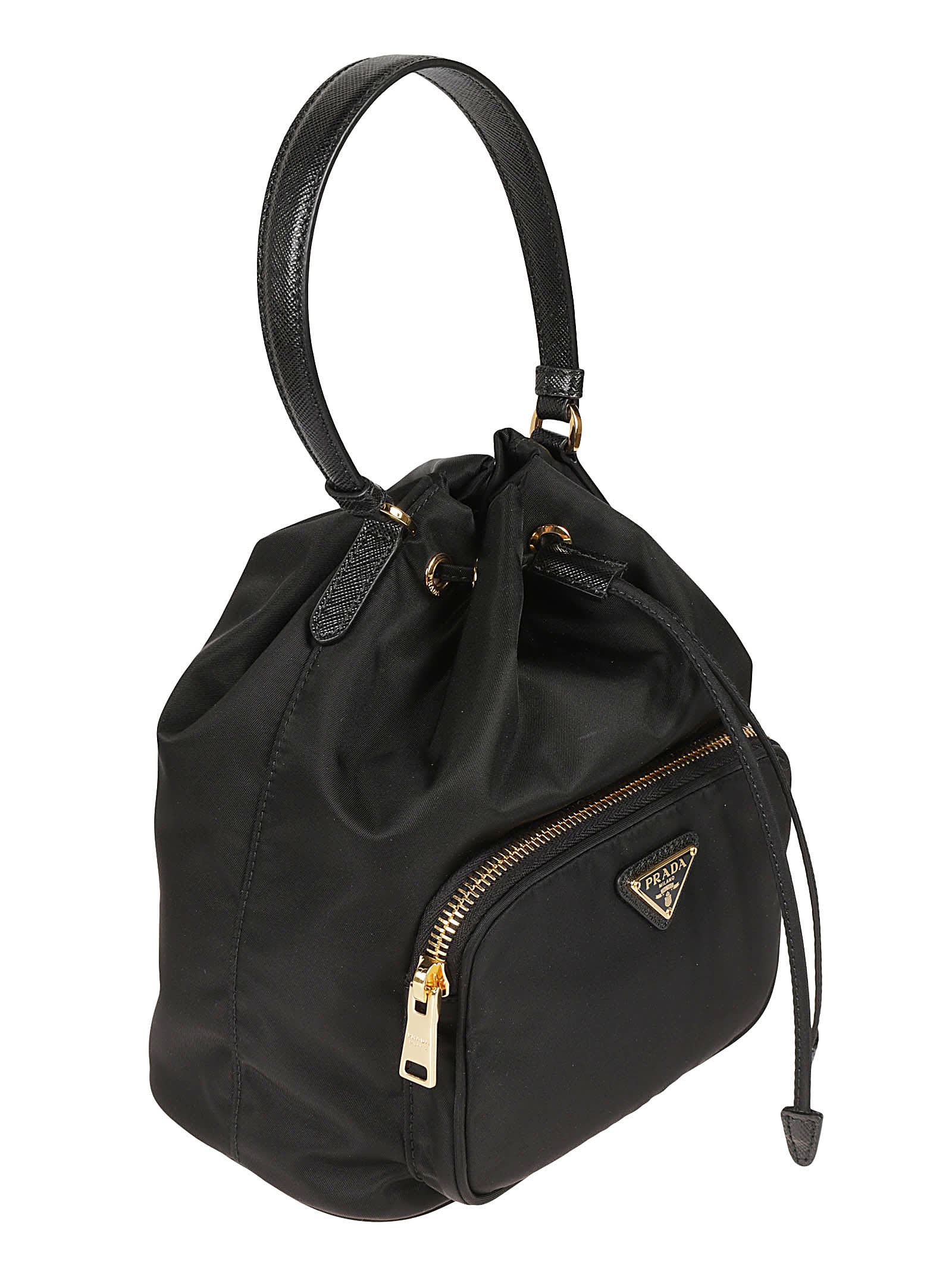 Prada Contemporary Re-nylon Bucket Bag Design In Black