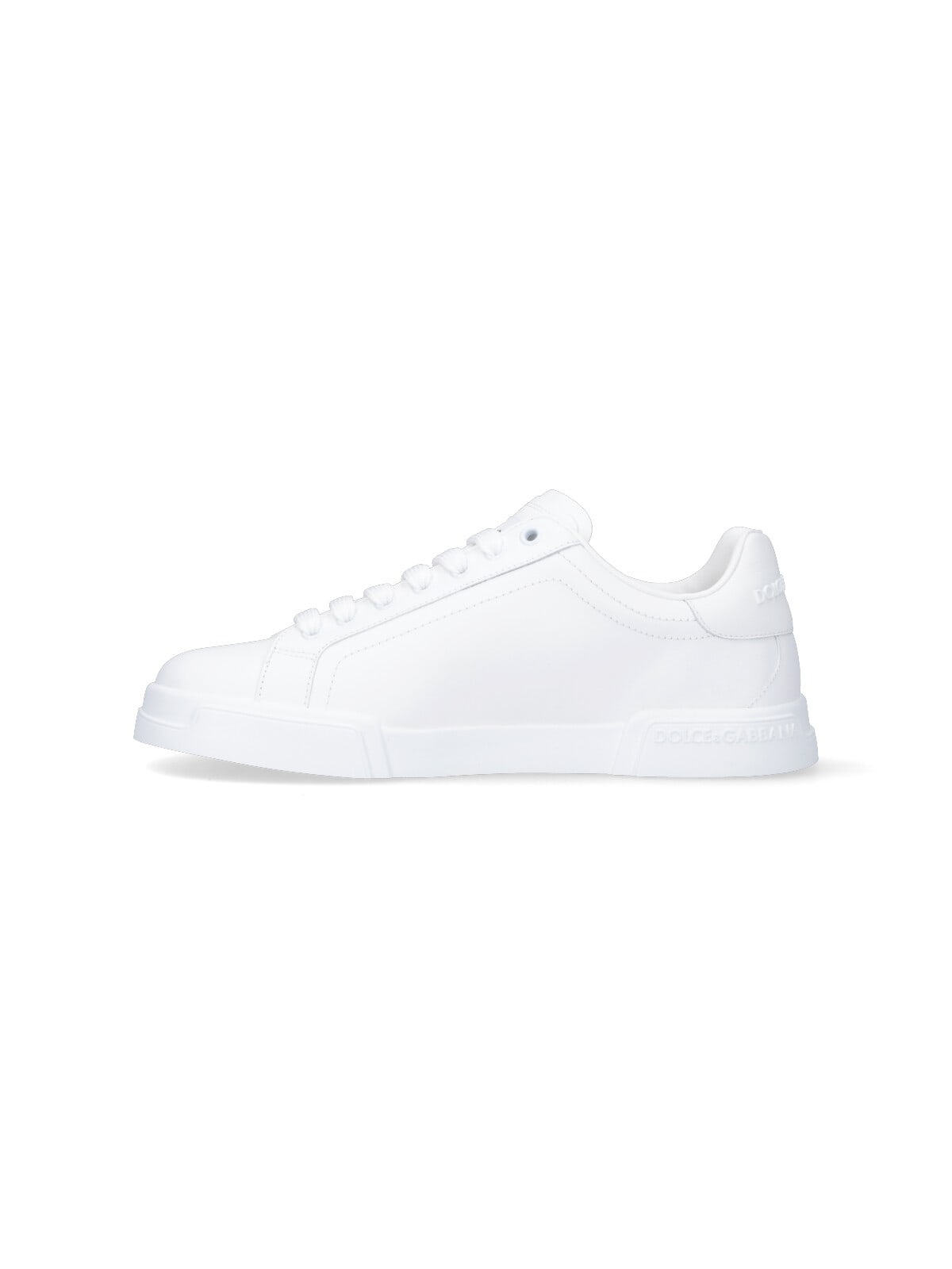 Dolce & Gabbana Portofino Vintage Leather Low-top Sneakers In White