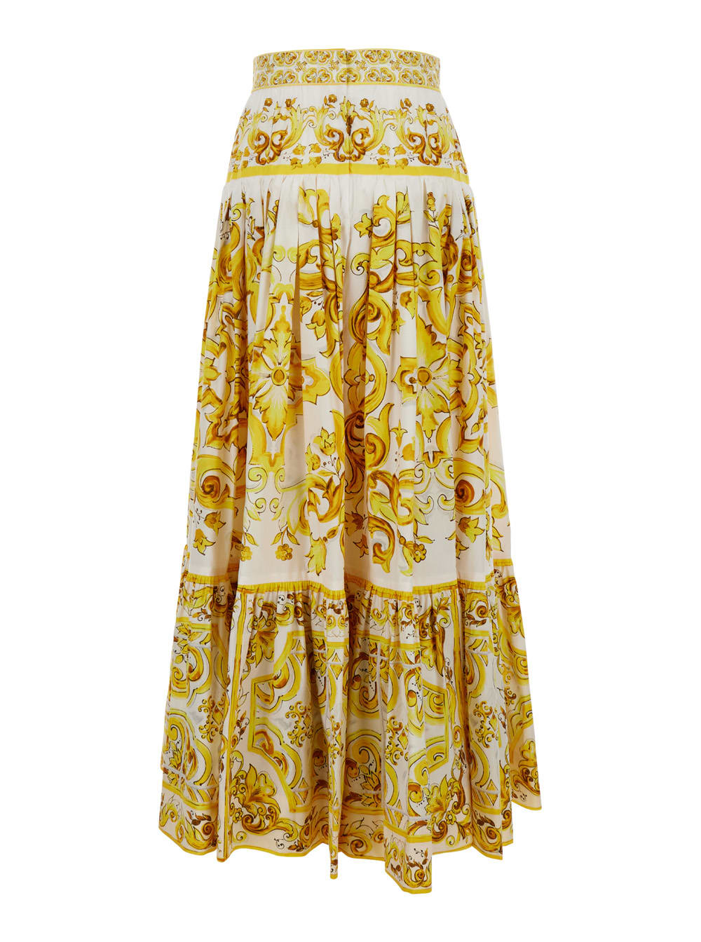 Shop Dolce & Gabbana Long Skirt Tris Maiolica In Yellow