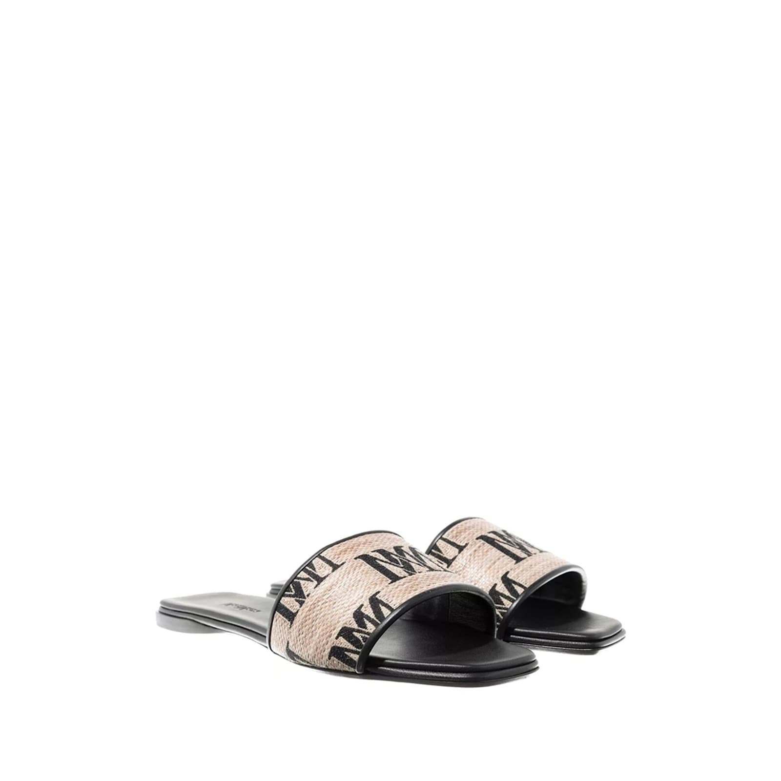 Shop Max Mara Logoslide Flat Sandals In Black