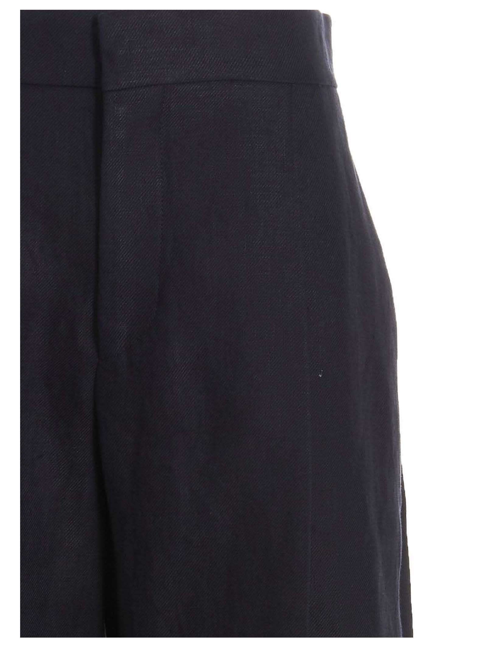 Shop Chloé Linen Pants With Front Pleats In Blue