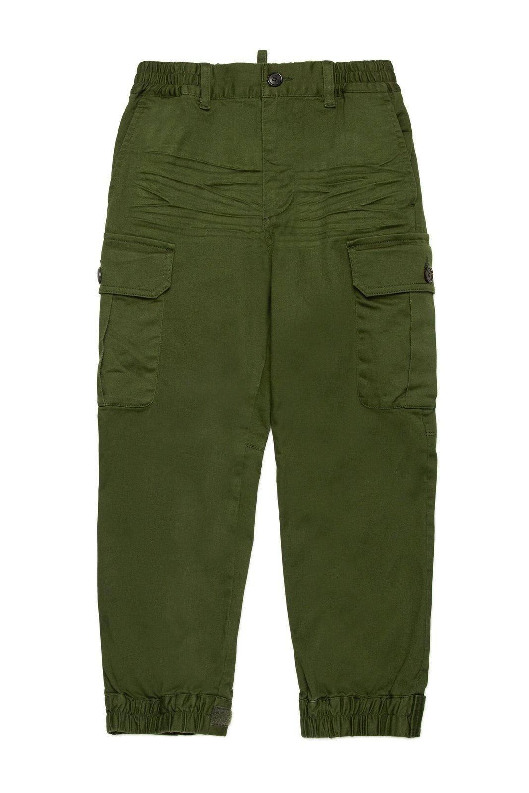 Shop Dsquared2 Logo Plaque Cargo Pants In Green