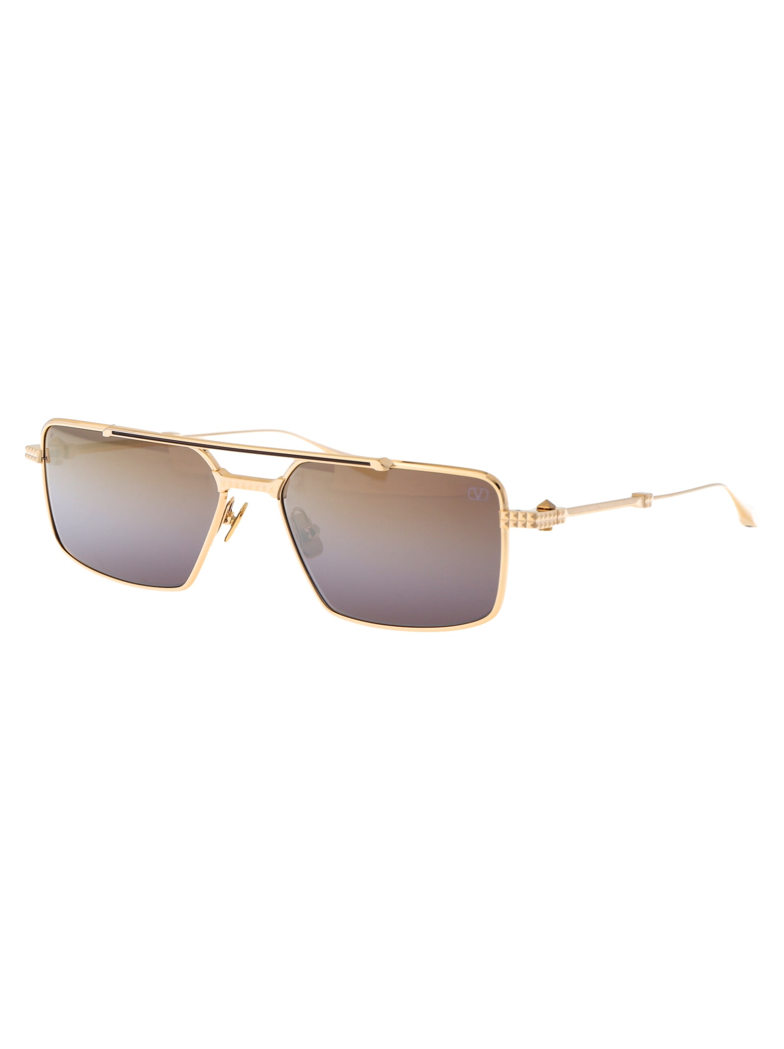 Shop Valentino V - Sei Sunglasses In 111b Gld - Brn