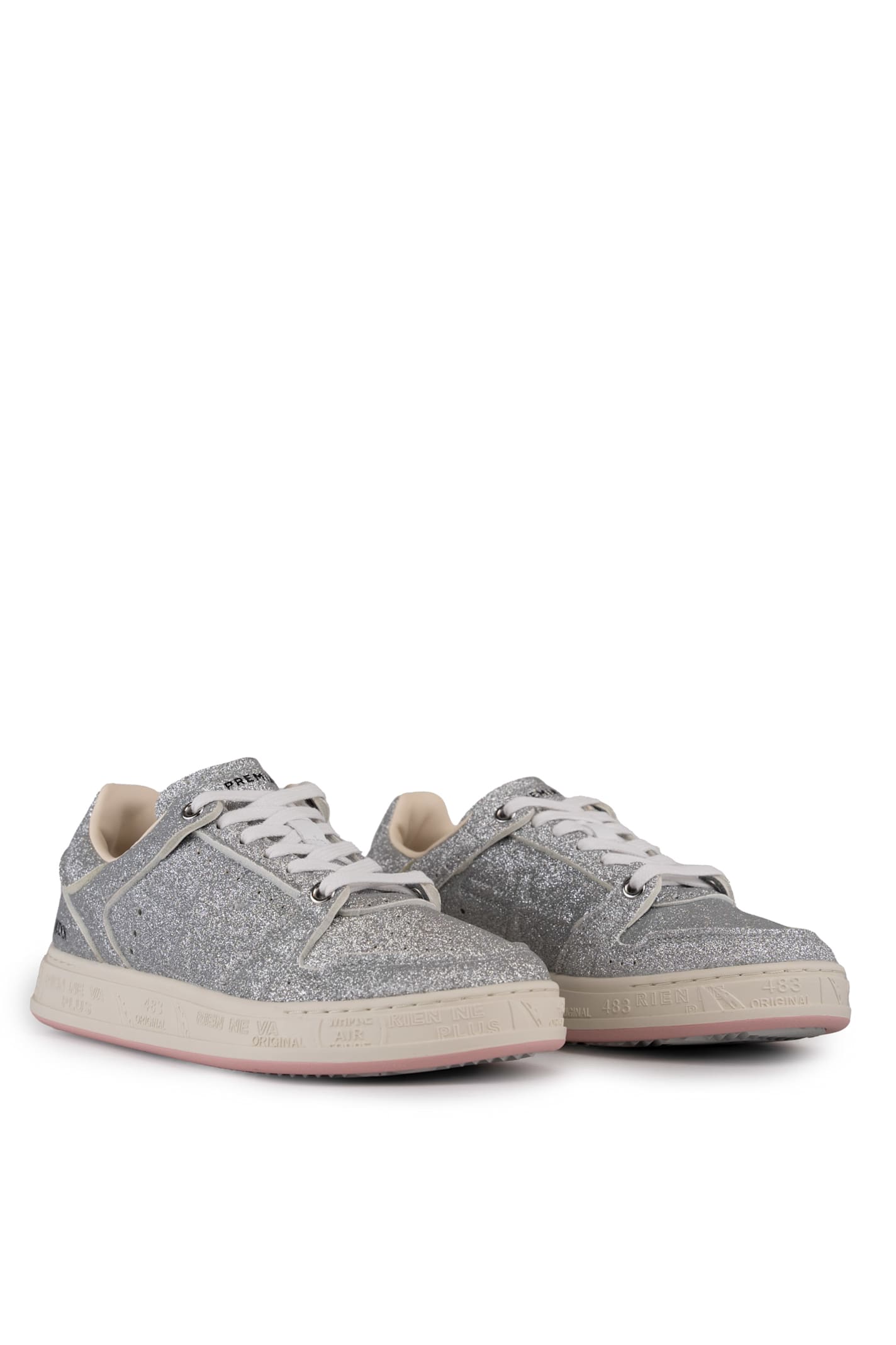 Premiata Quinnd 6946 Glitter Sneakers In Silver