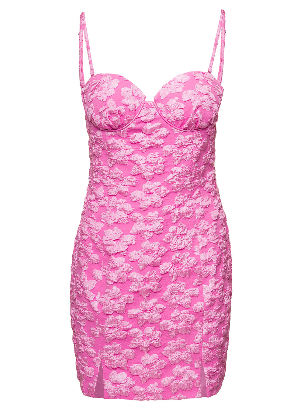 Rotate Birger Christensen Sweetheart-neck Jacquard Minidress In Pink