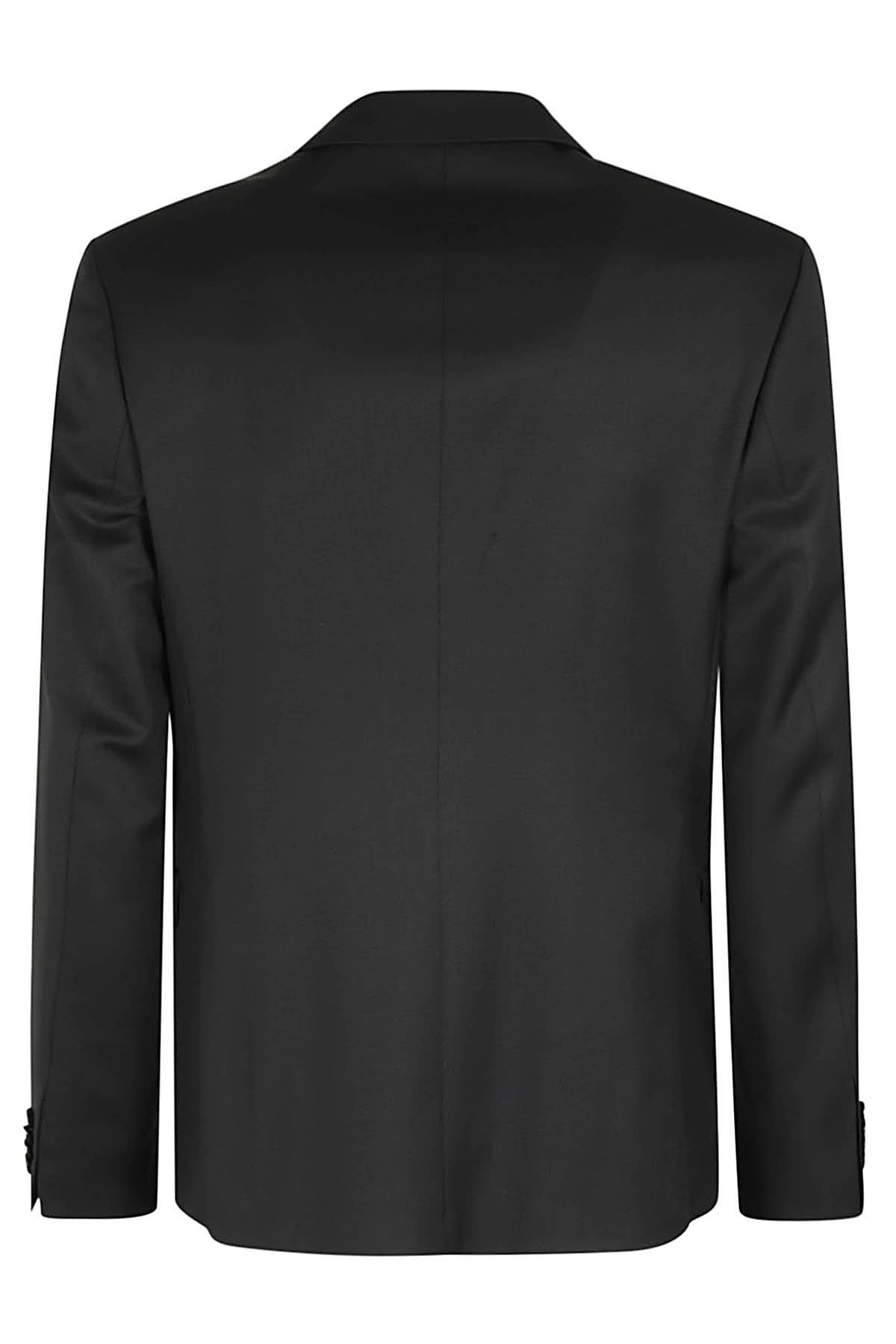 Hugo Boss Boss Notched Lapel Padded Shoulder Jacket With Eyelet Design In Black
