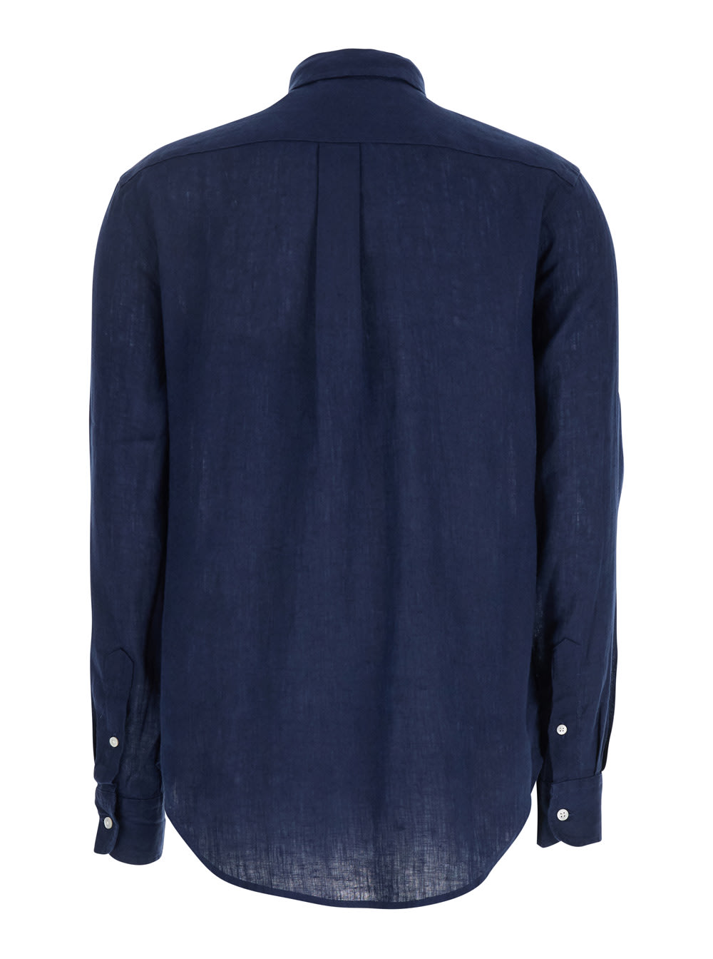 Polo Ralph Lauren Blue Shirt With Pony Detail On The Front In Linen Woman In Newport Navy