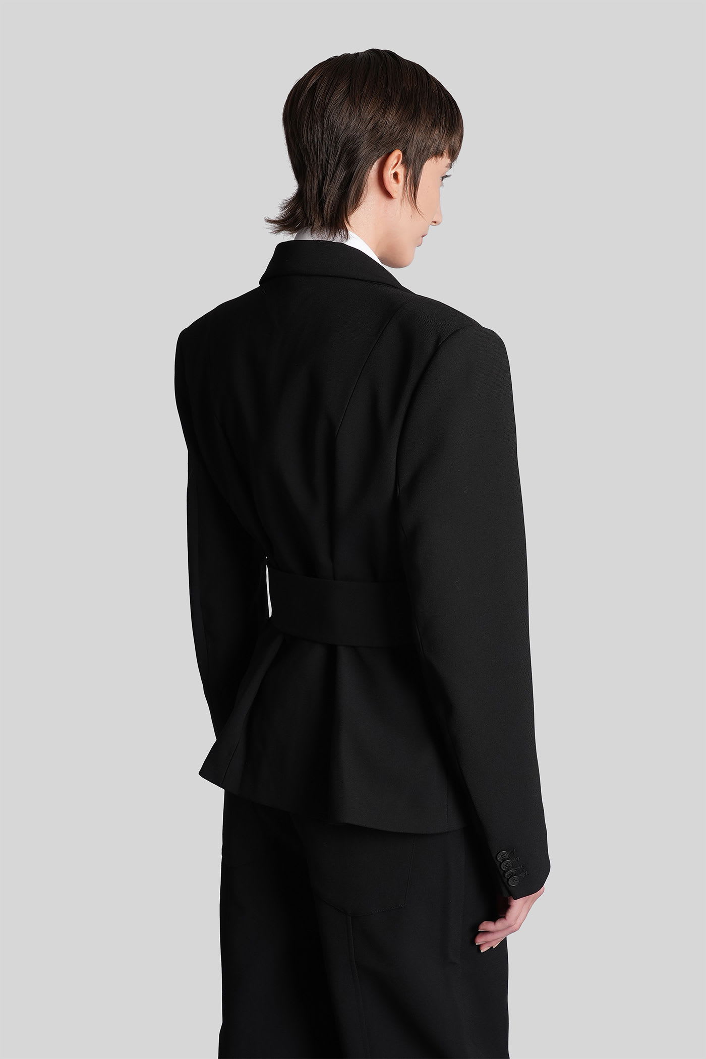 Rotate Birger Christensen Black Single-breasted Jacket With Belt In Black