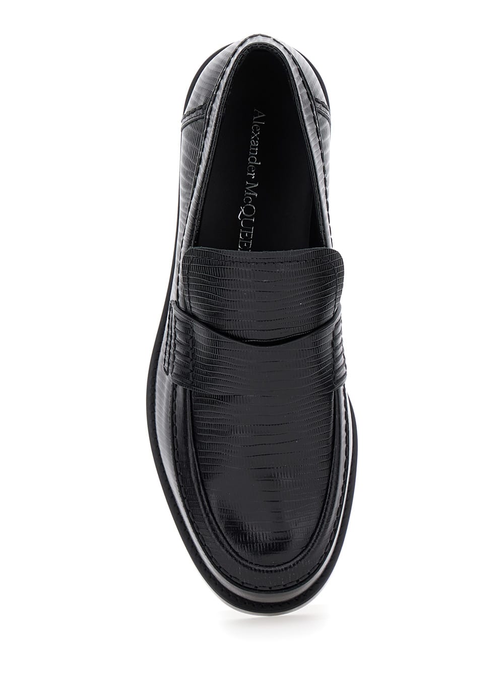 Alexander Mcqueen Black Slip-on Loafers In Leather Man In Black