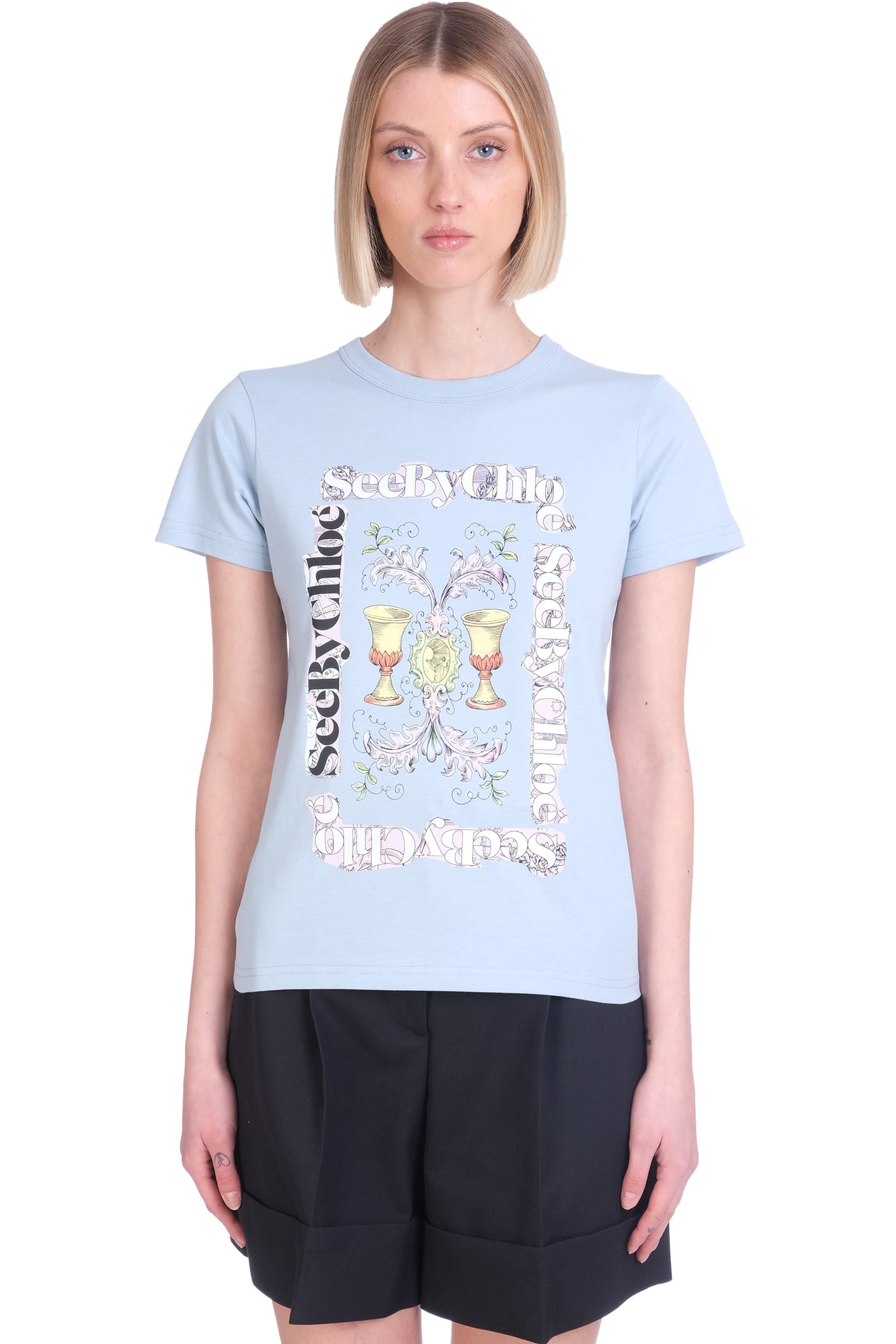 See by Chloé T-shirt In Cyan Cotton
