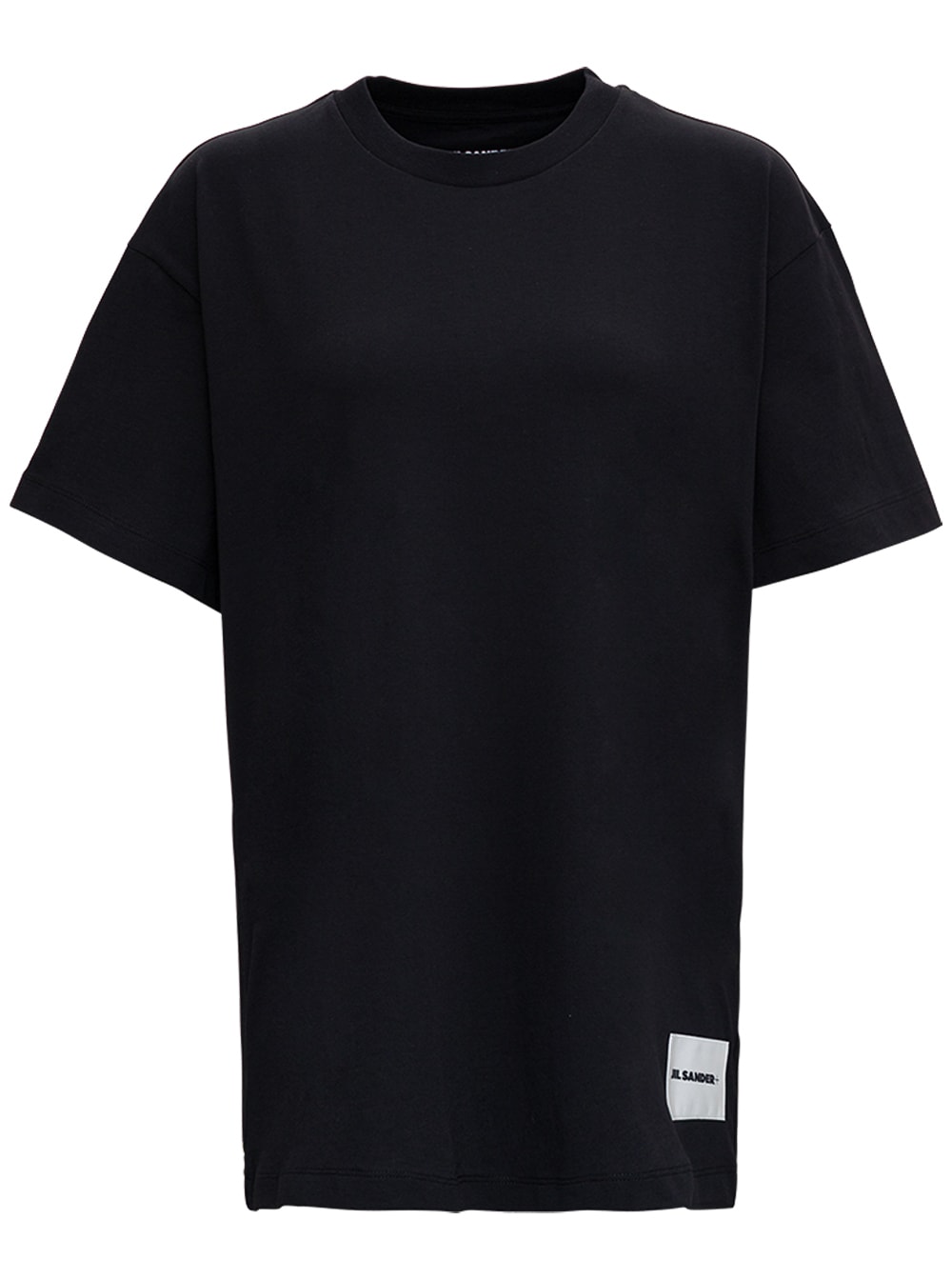 Shop Jil Sander Black T-shirt Three-pack In Cotton With Logo Patch At The Bottom Man