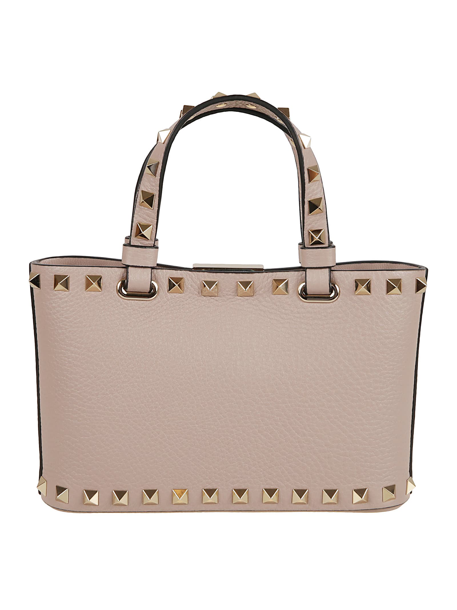 Valentino Rockstud Bag In Grained Leather In Neutral