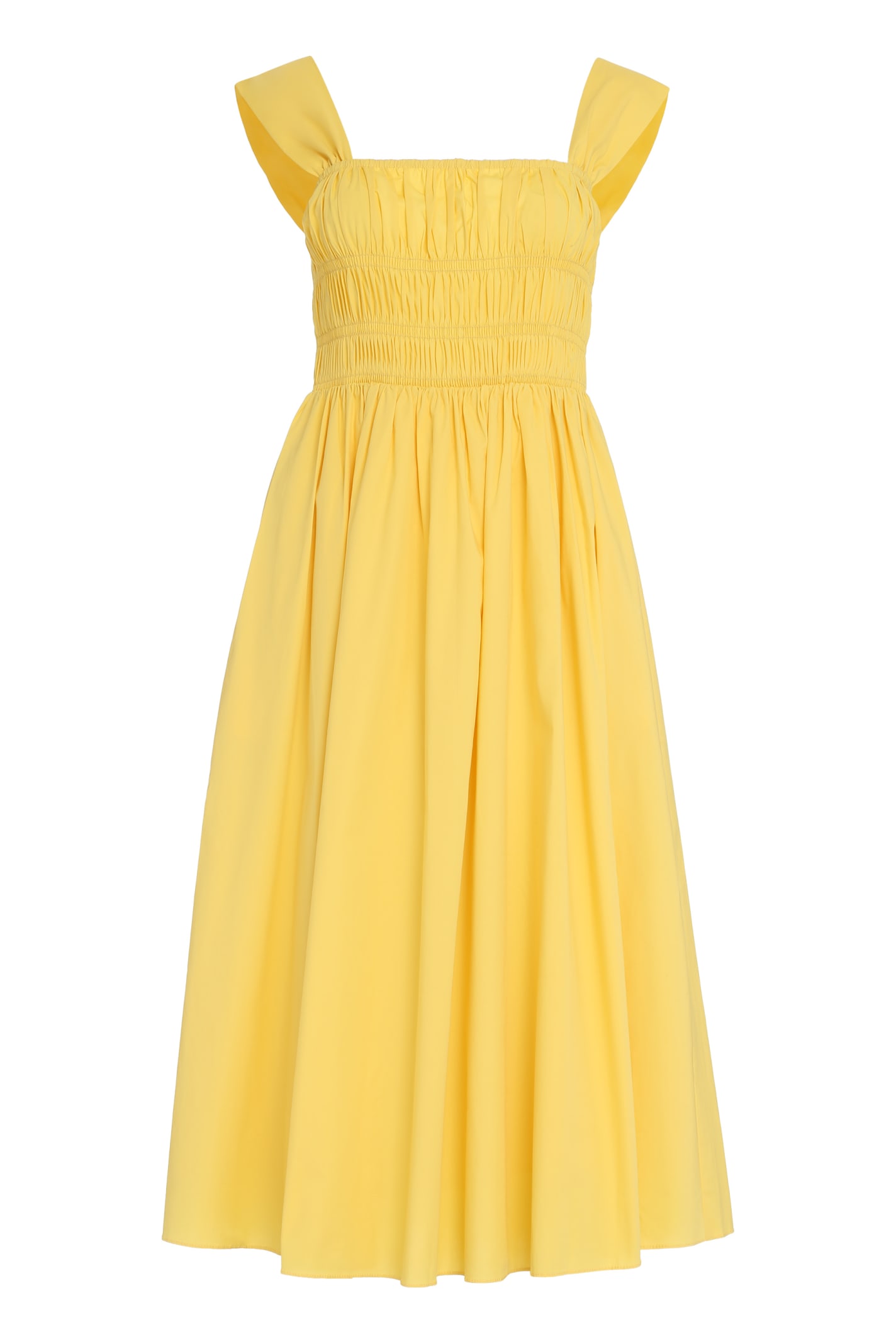 Shop Staud Ida Poplin Midi Dress In Yellow