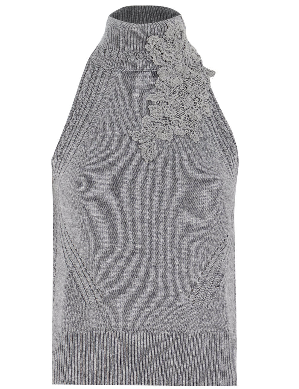 Shop Ermanno Scervino Top In Melange Grigio (l&b)