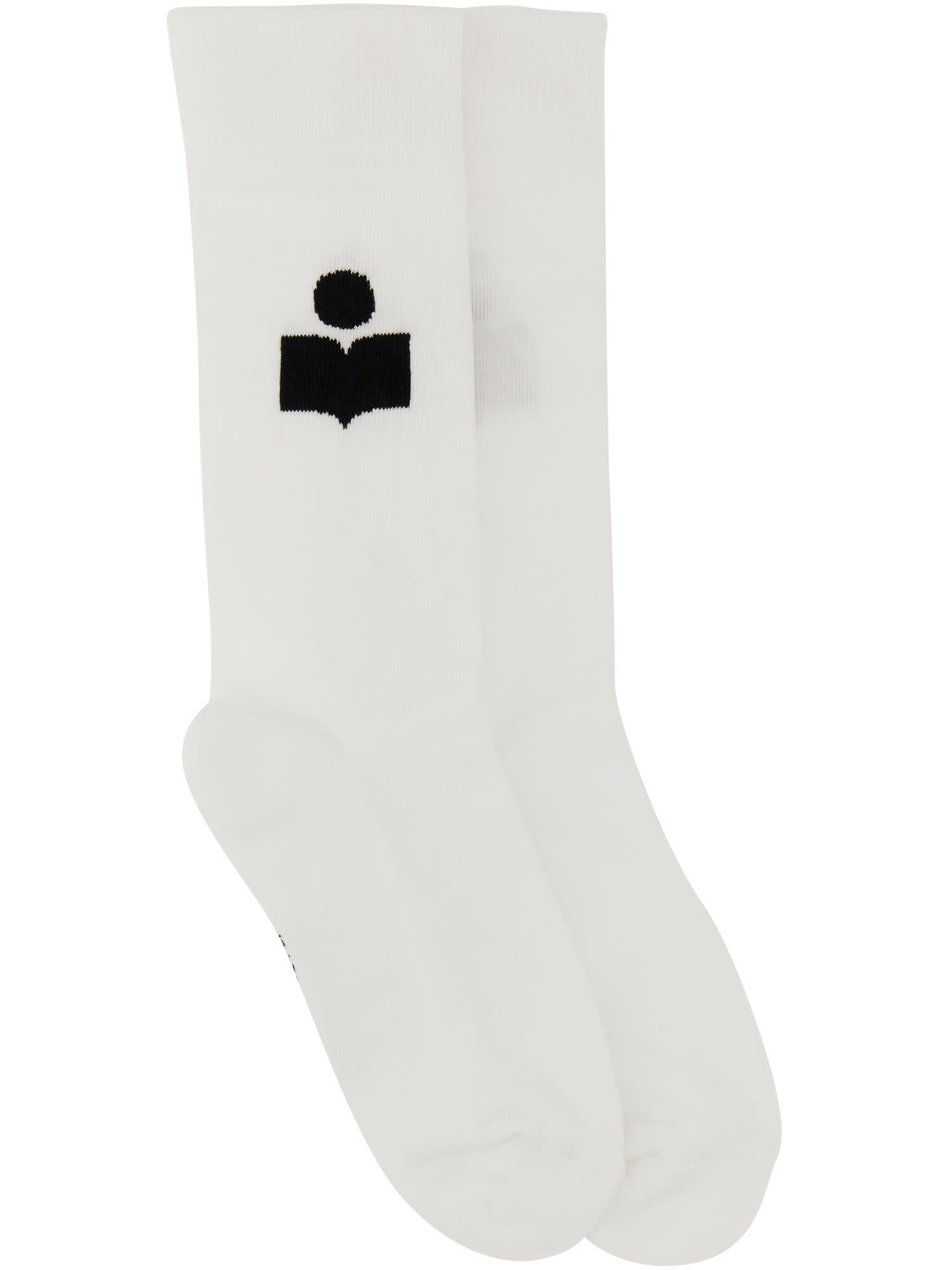 Shop Isabel Marant Socks With Logo In White