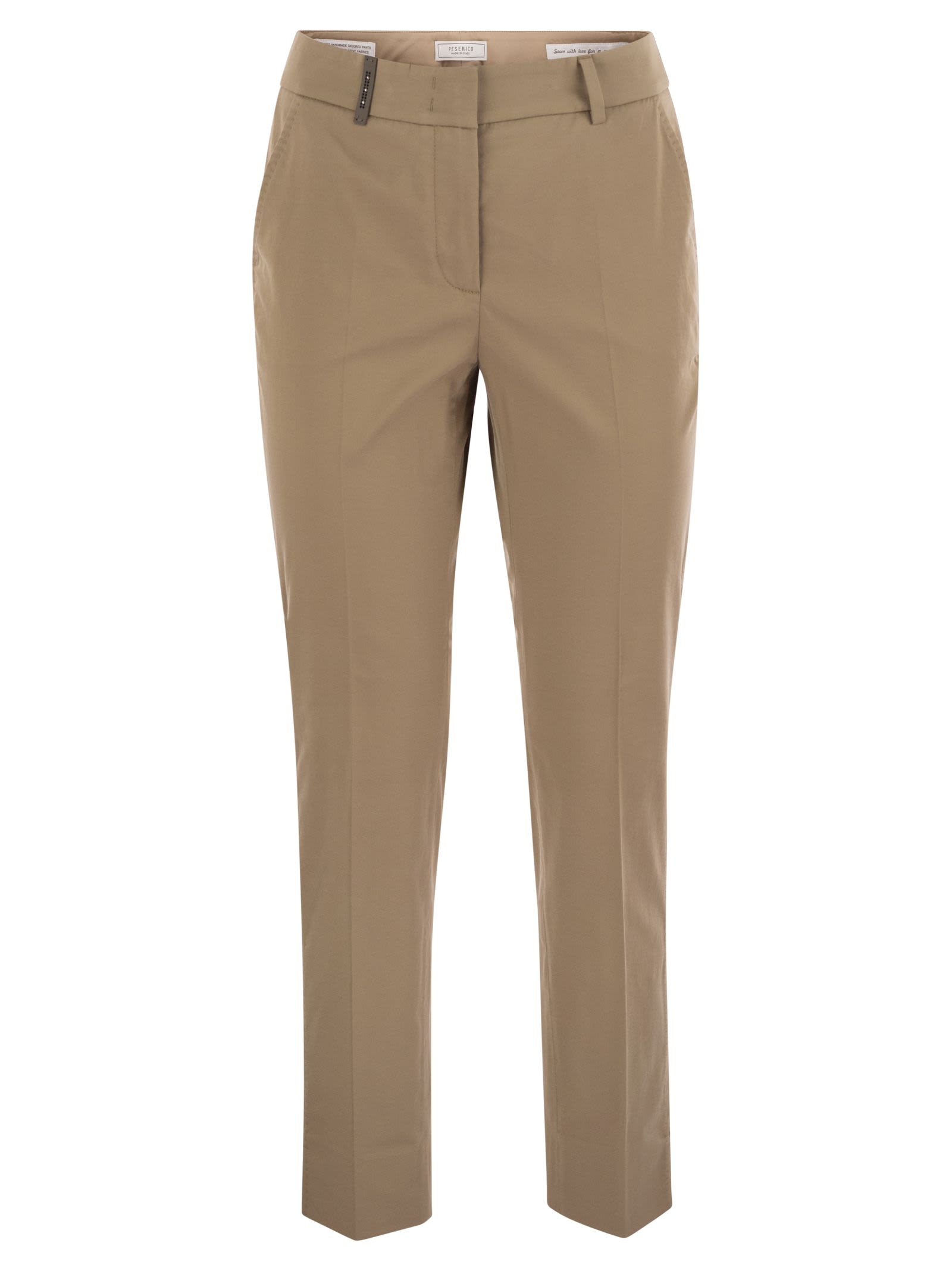 Peserico Women Light Cotton Satin Cigarette Trousers
