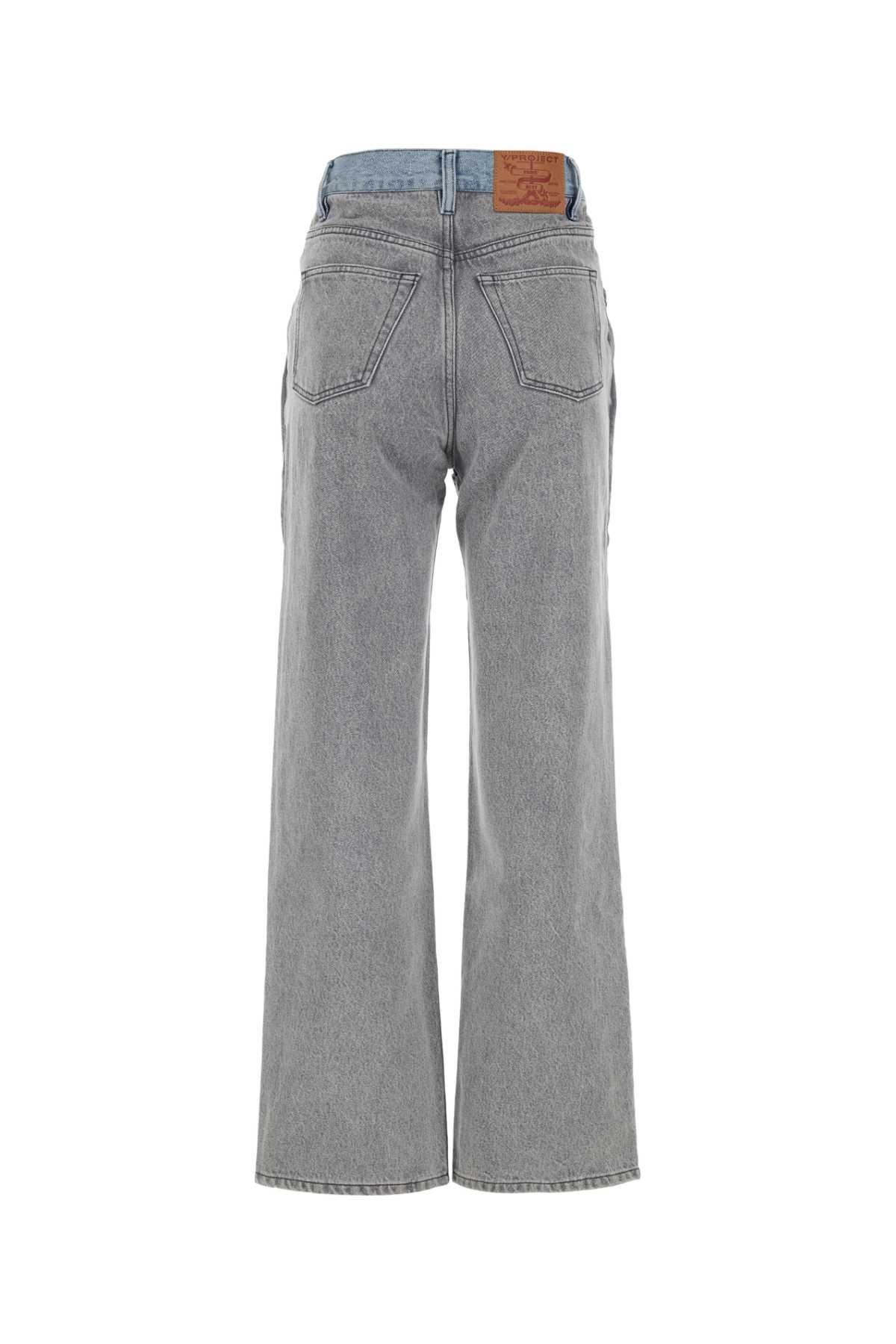 Y/project Grey Denim Jeans In Ice Blue/ Grey