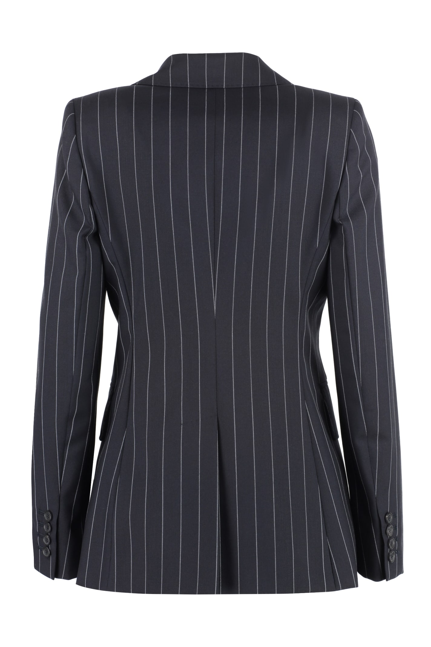 Shop Max Mara Galosce Wool Pinstripe Blazer In Blue