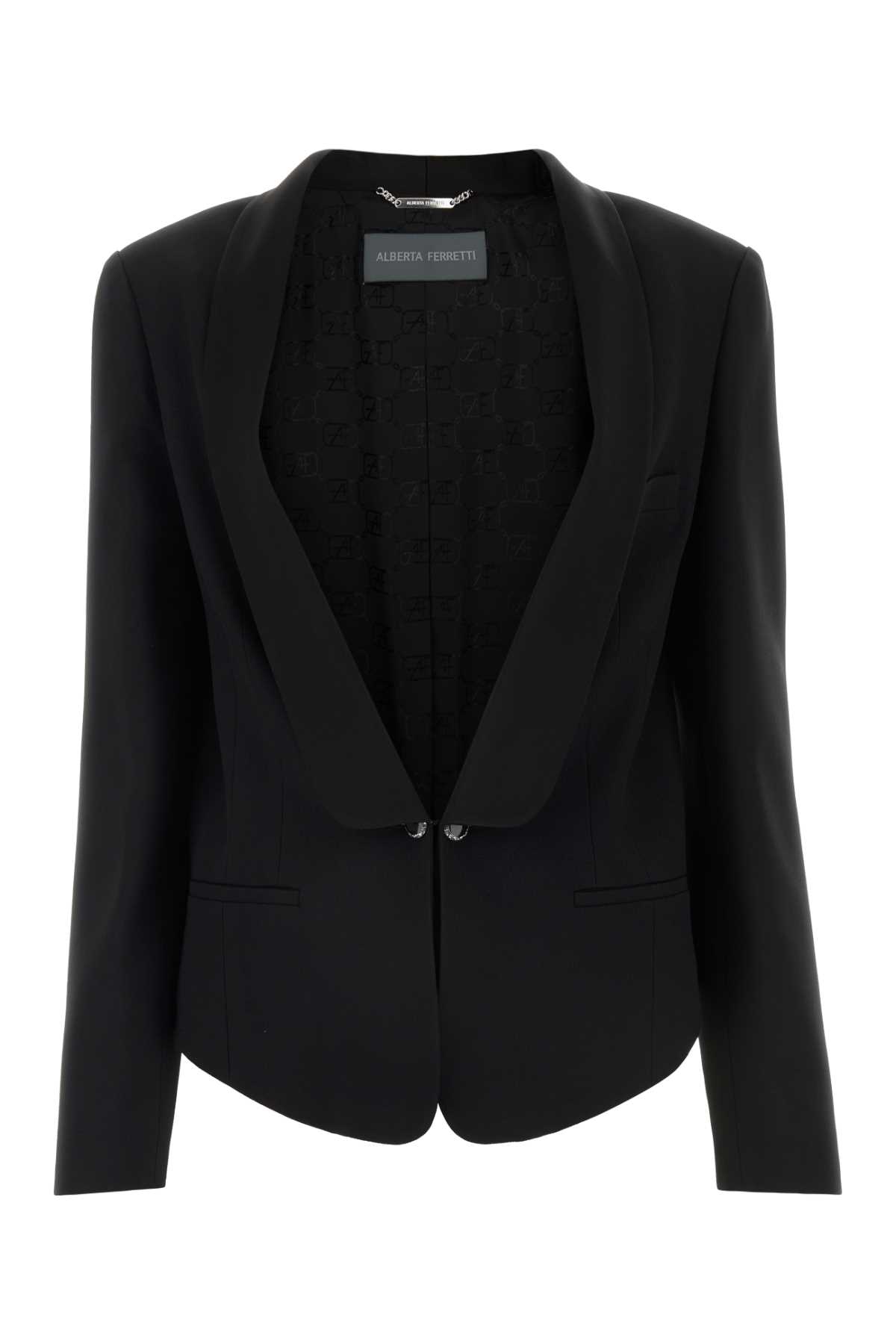 Shop Alberta Ferretti Black Acetate Blend Blazer In Nero