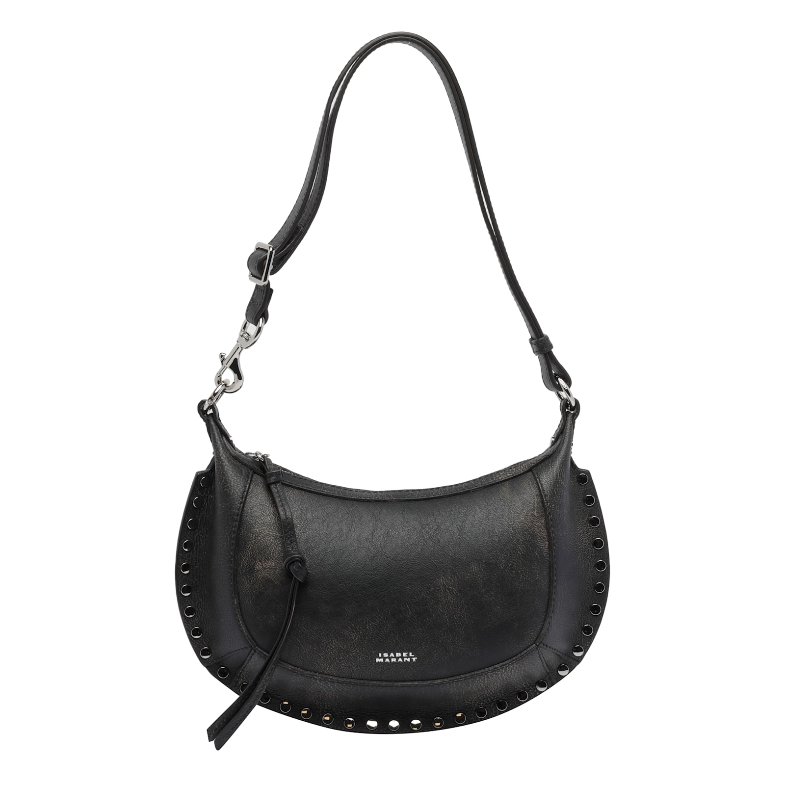 Isabel Marant Oskan Moon Stud-embellished Leather Shoulder Bag In Black
