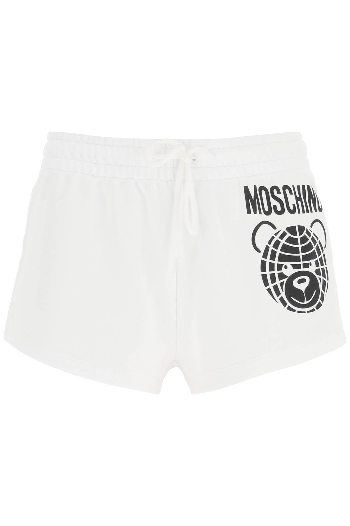 Shop Moschino Sporty Shorts With Teddy Print In Fantasia Bianco (white)
