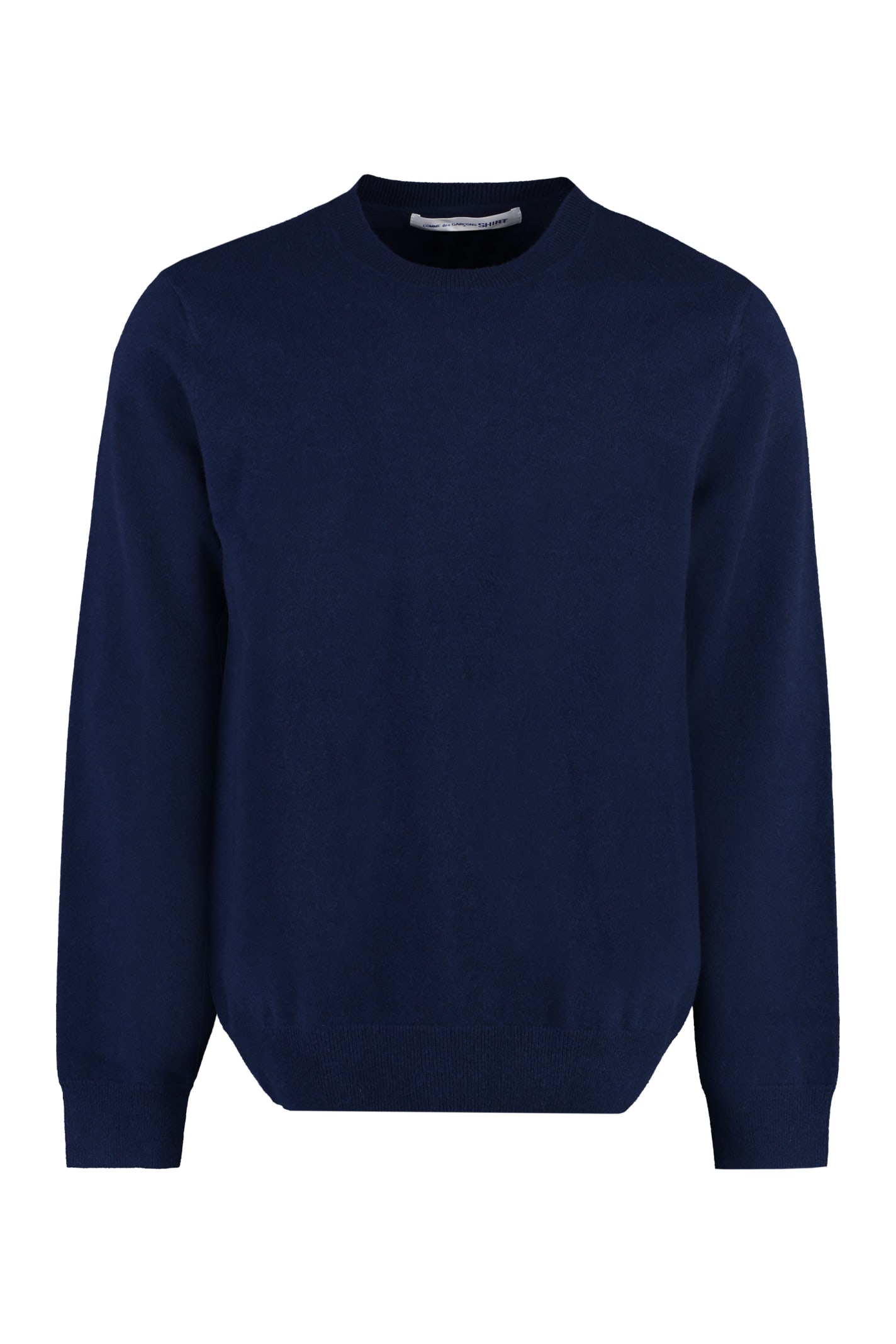 Comme Des Garçons Shirt Crew-neck Wool Sweater In Blue