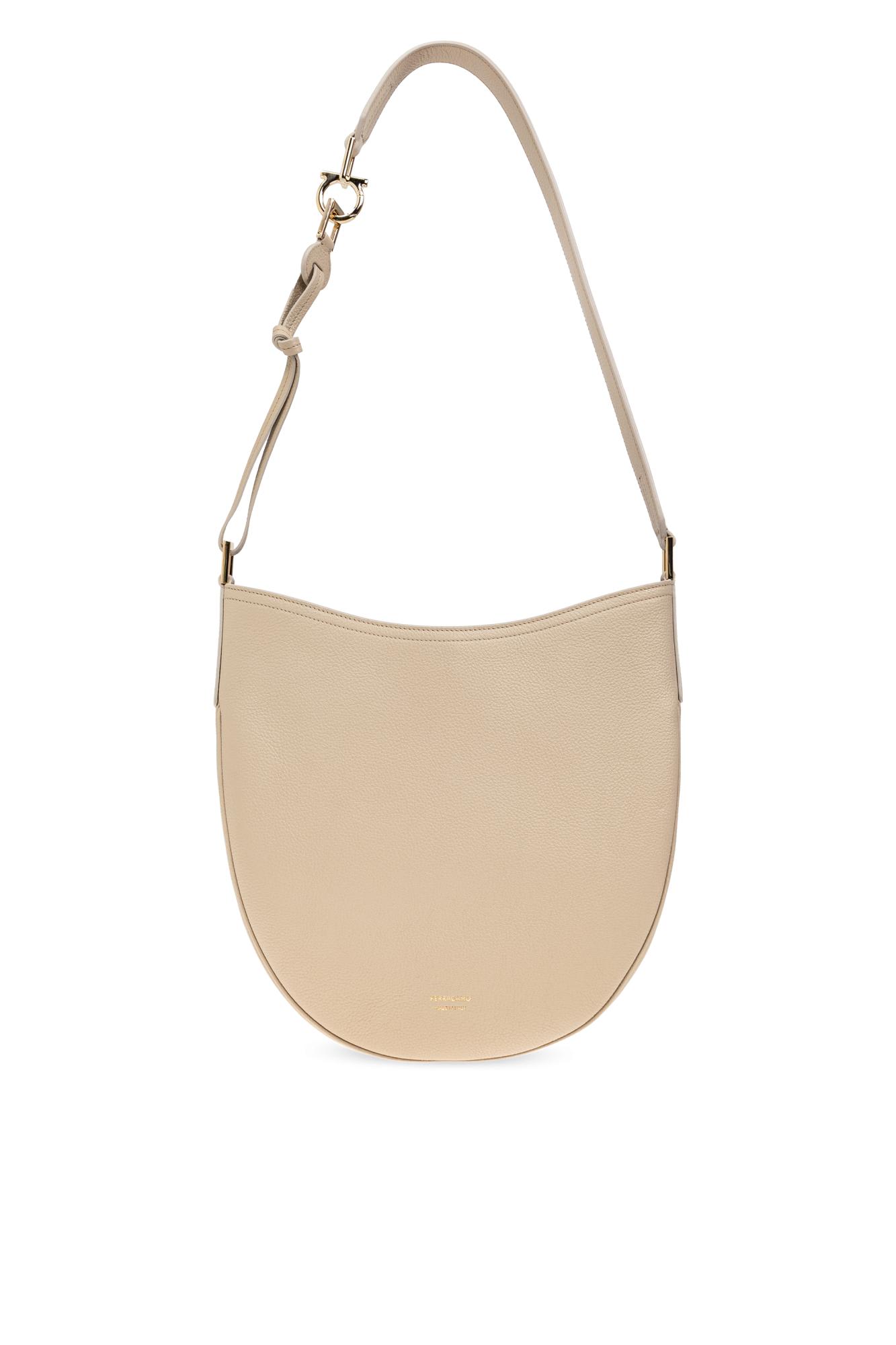 Ferragamo Medium Hobo North-south Leather Shoulder Bag In Neutral