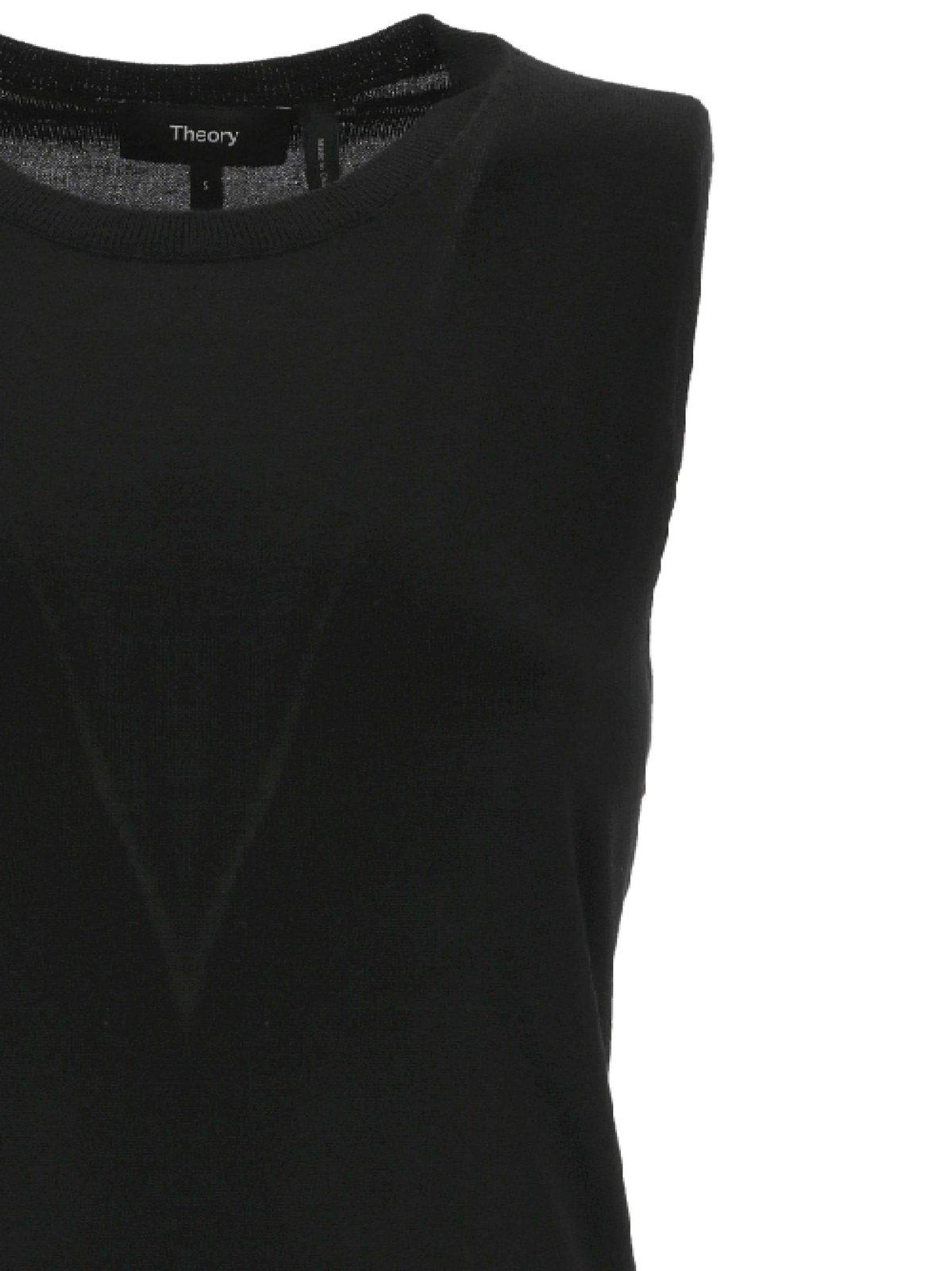 Shop Theory Crewneck Ribbed Knit Vest In Black