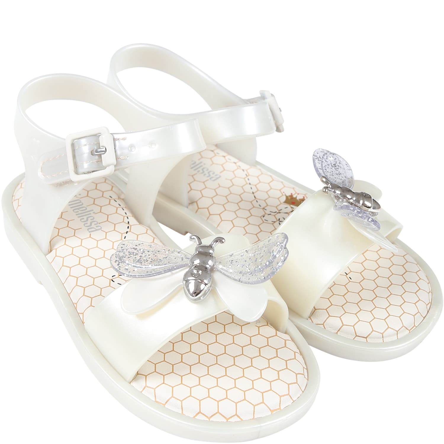 Shop Melissa White Sandals For Girl With Butterfly