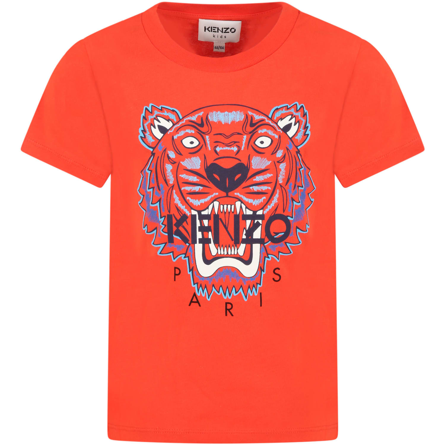 KENZO RED T-SHIRT FOR BOY WITH ICONIC TIGER,K25100 971